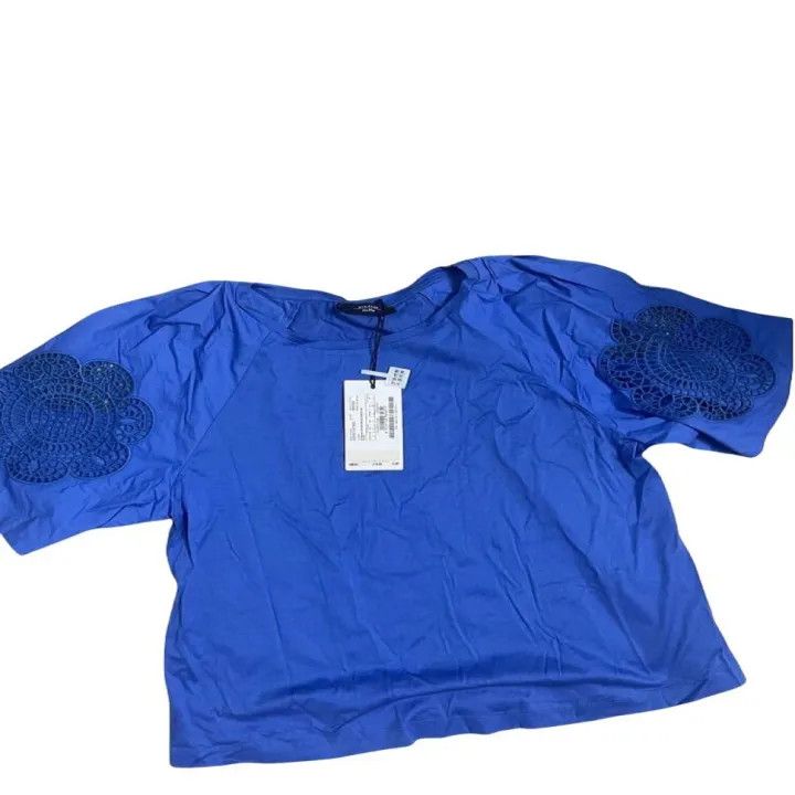 Max Mara MaxMara Weekend Embroidered Blue T-Shirt 0079 Size L / US 10 / IT 46 - 1 Thumbnail