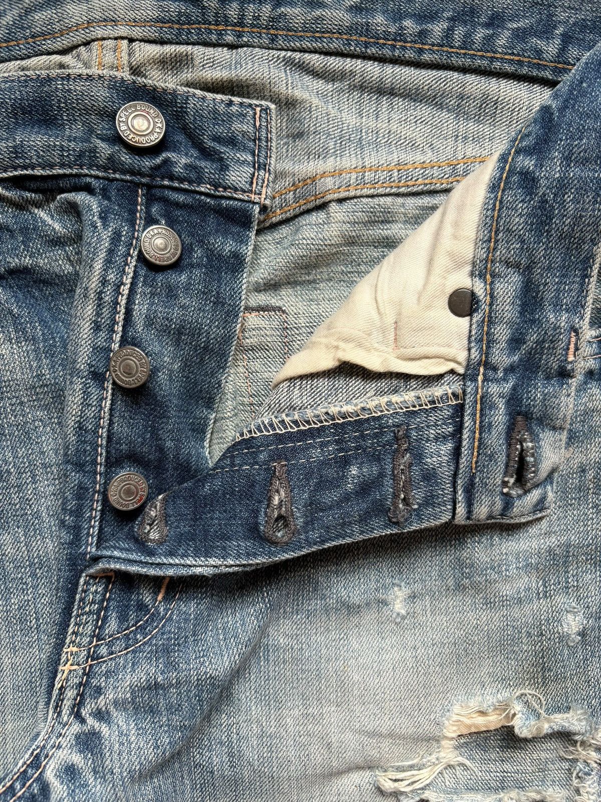 Japanese Brand × Spellbound Vintage Japanese Spellbound Mud Wash Ripped Flare Jeans Size US 32 / EU 48 - 3 Thumbnail
