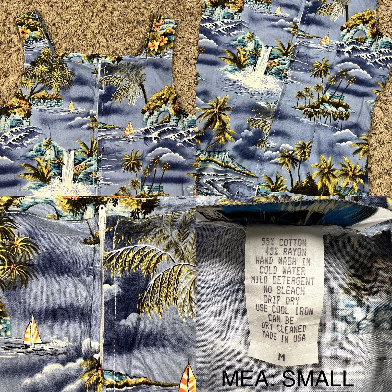 Vintage VINTAGE Hawaiian Beach Dress Womens Small Tank Dress Blue 90s Beach Graphic Sleeveless Strap Size S / US 4 / IT 40 - 8 Thumbnail