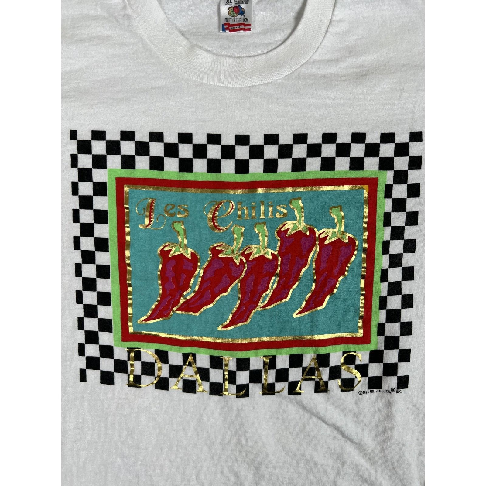 Fruit Of The Loom Vintage Les Chilis Shirt Mens XL White Dallas Chili Peppers Size US XL / EU 56 / 4 - 2 Thumbnail