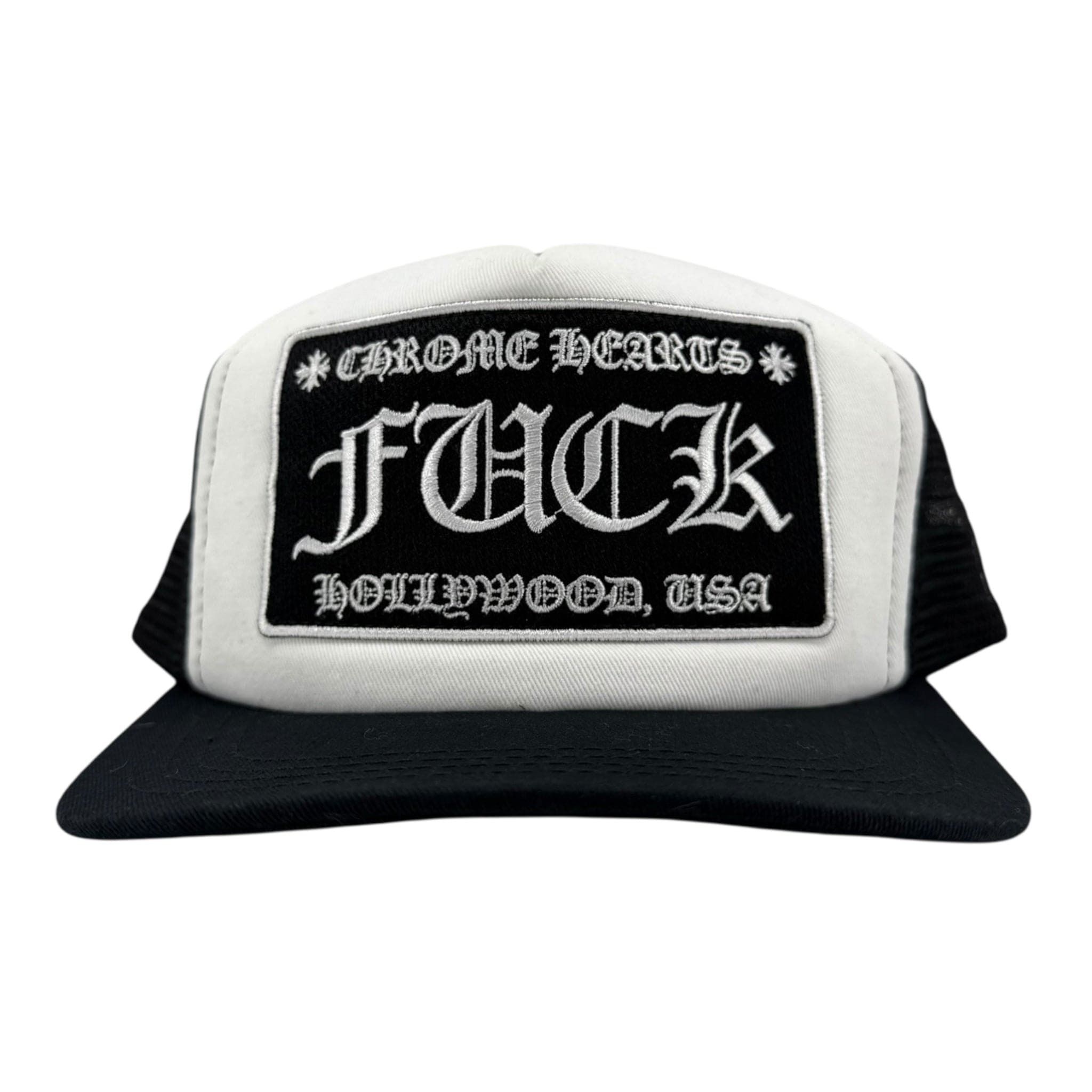 CHROME HEARTS 黒 キャップ HOLLWOOD, USA Chrome Hearts Trucker Hat Black Hollywood USA Embroidered