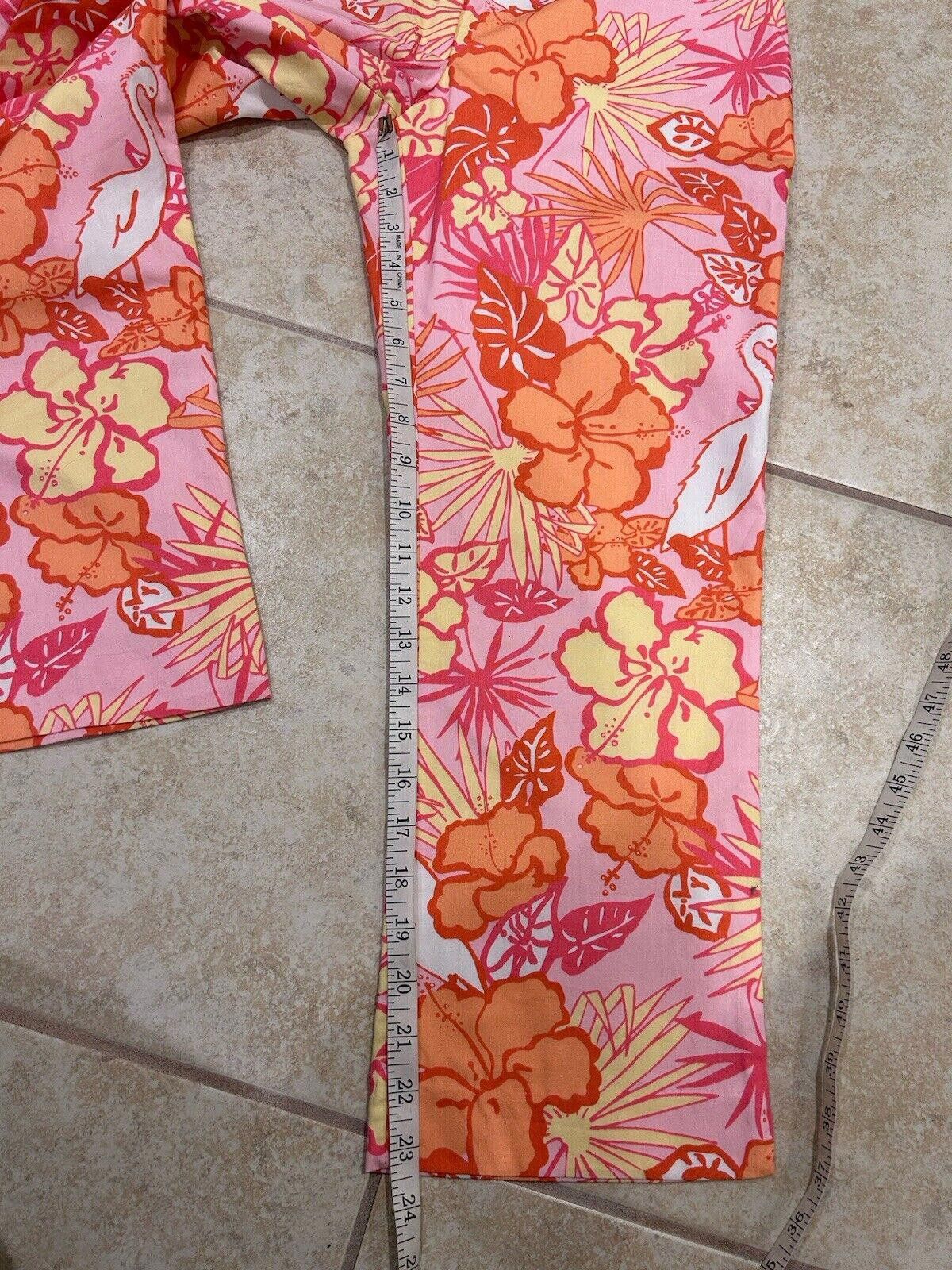 Designer LILLY PULITZER Floral Capri Crop Pants Size 2 Orange/Pink Size 26" / US 2 / IT 38 - 11 Thumbnail