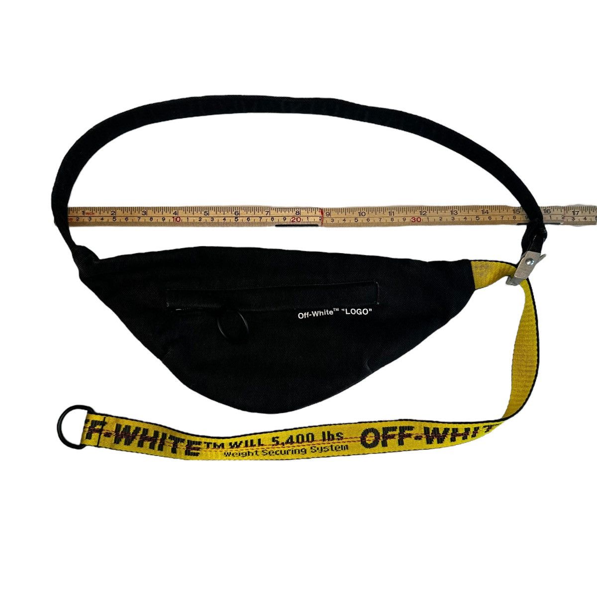Off-White OFF-WHITE Denim Black Belt Bag w/ Yellow Industrial Strap Size ONE SIZE - 9 Thumbnail