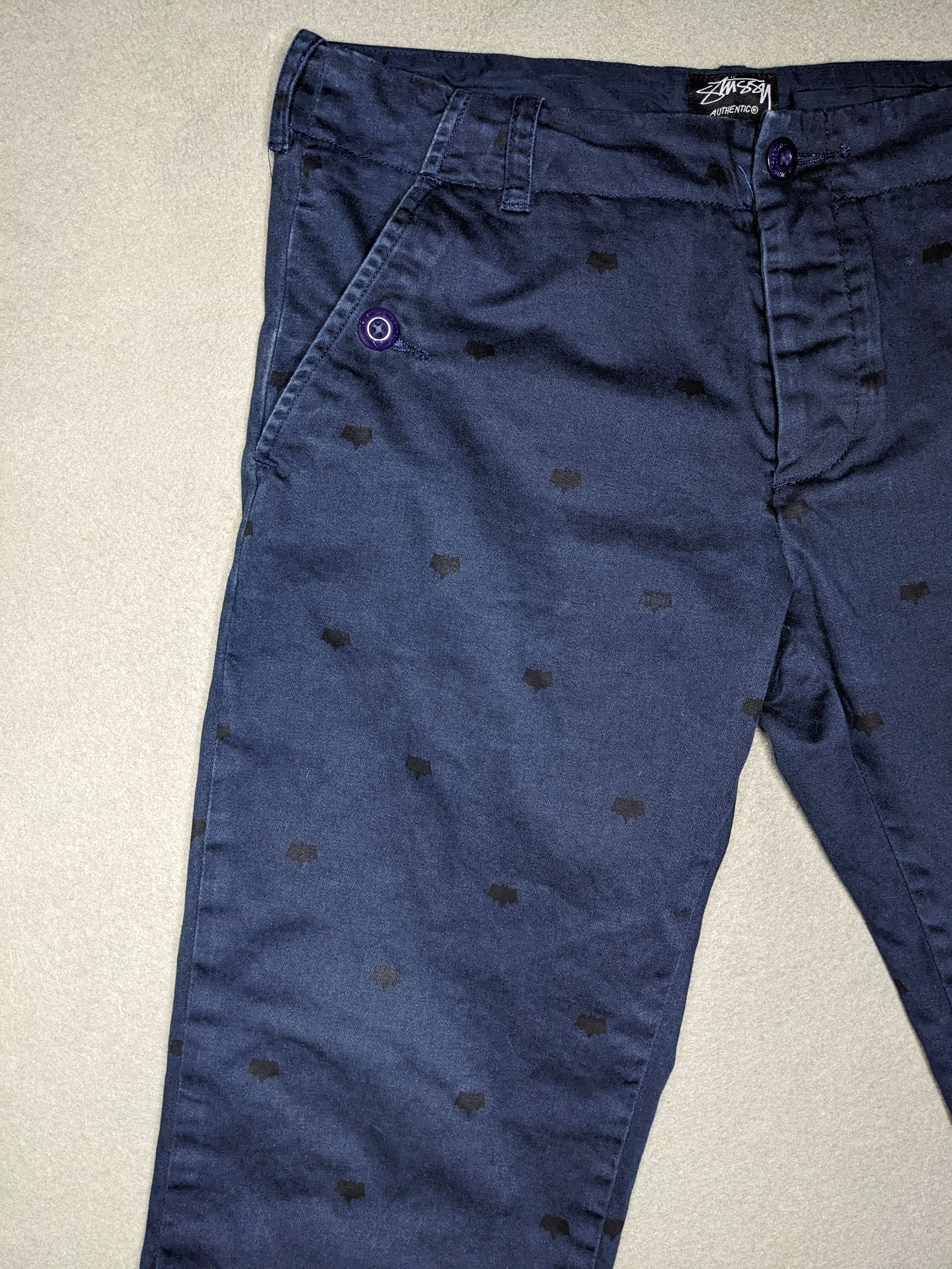 Stussy Stussy Crown Logo Work Pants 32x31 Straight Chino Navy Blue Size US 32 / EU 48 - 4 Thumbnail