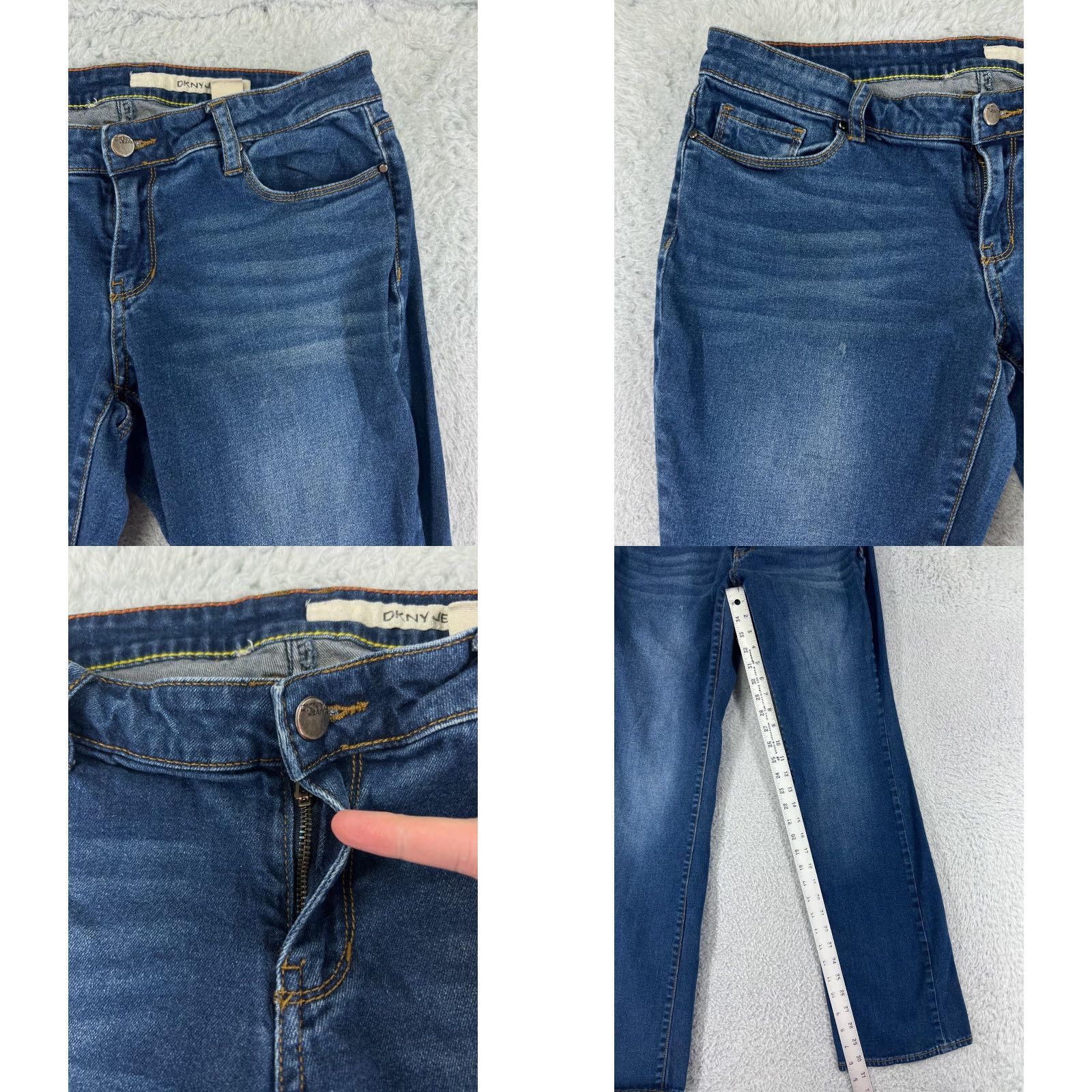 DKNY DKNY Jeans Womens 10 Blue Denim Bootscut Embroidered Cotton Blend Stretch Flat Front 5-Pocket Design Regular Inseam 30 in Blue Size 32" / US 10 / IT 46 - 8 Thumbnail