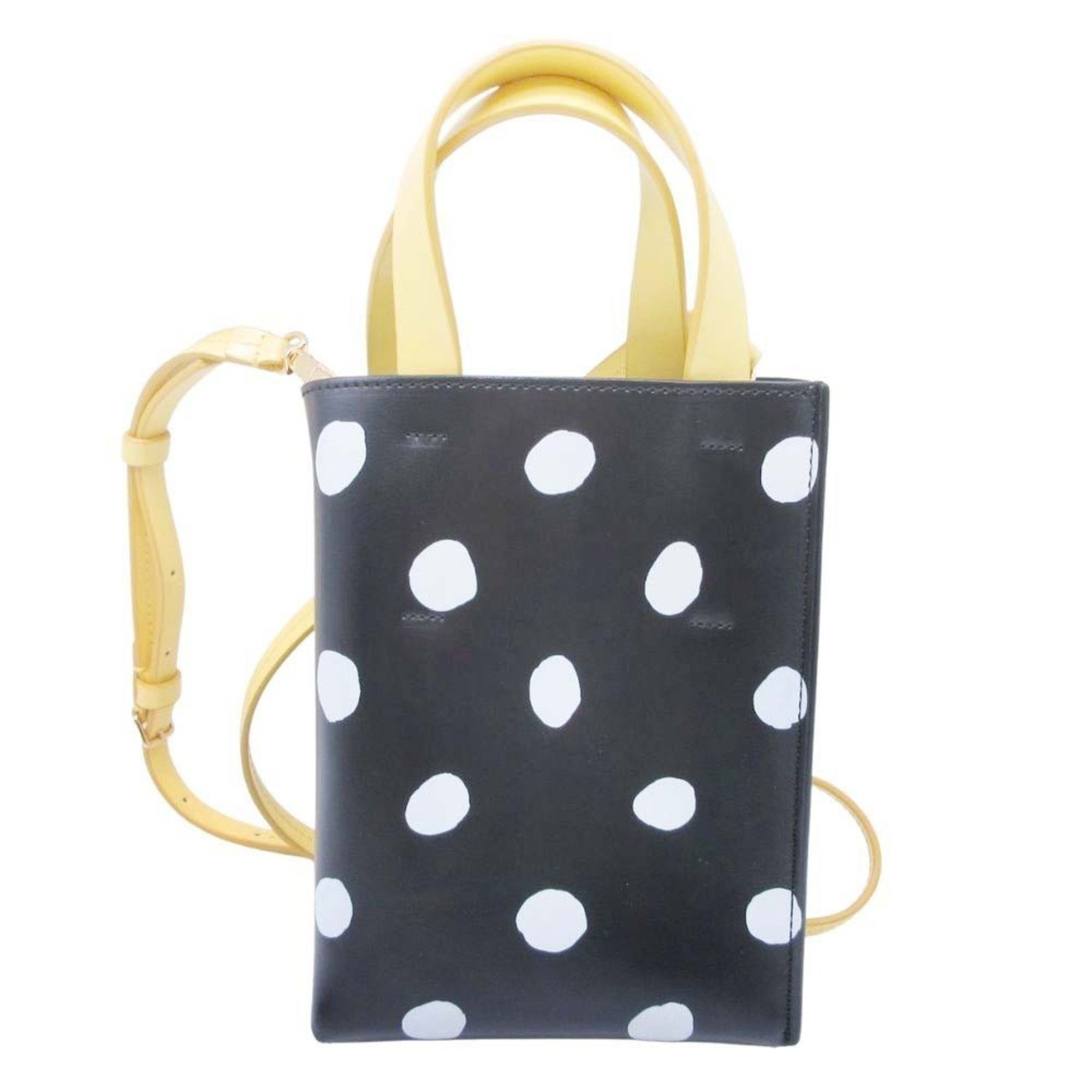 MARNI DOT MUSEO MINI Dot Museo Shoulder Bag Tote Black White Yellow Women's