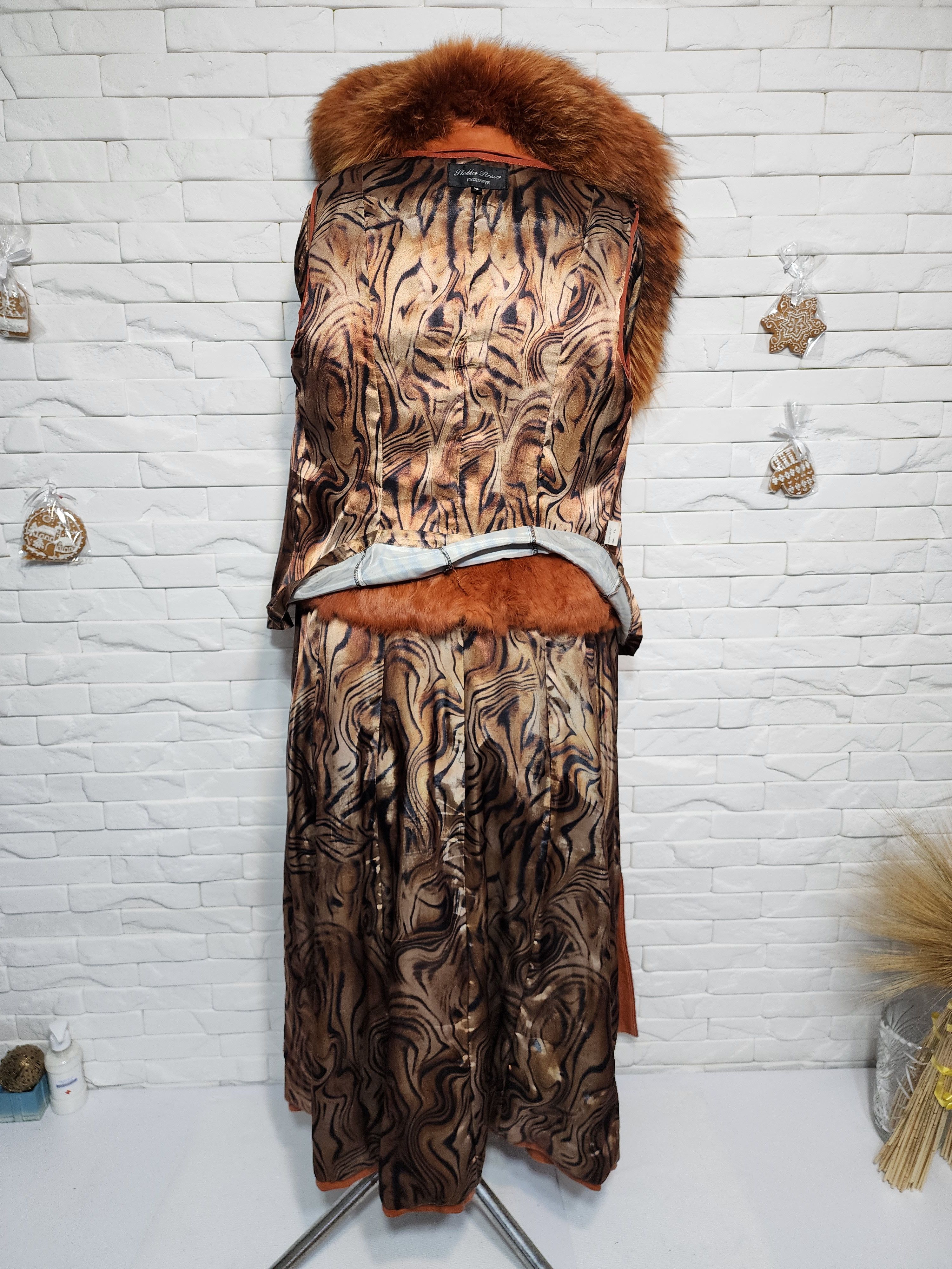 Furla Brown Leather Trench Coat with Fur Collar Size L / US 10 / IT 46 - 7 Thumbnail