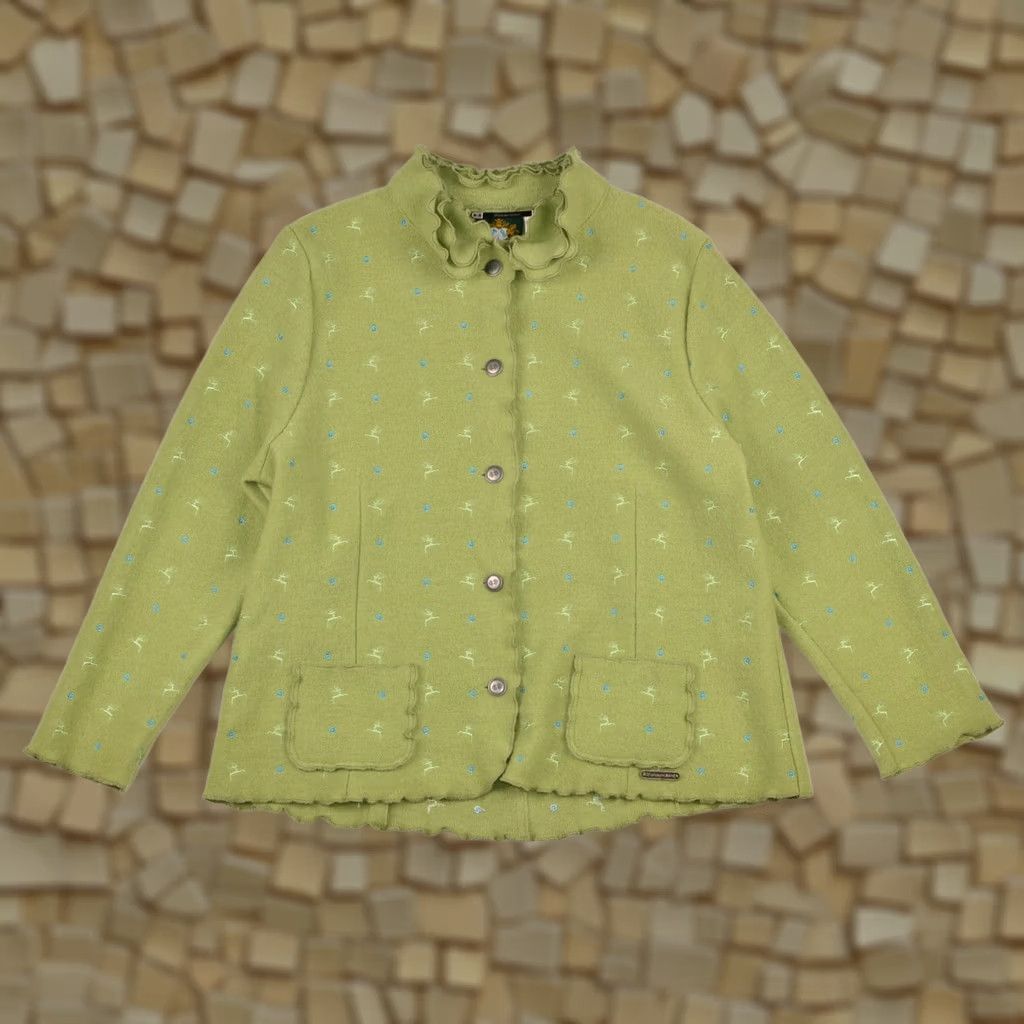 Vintage VINTAGE Hammerschmid Wmns Embroidered Deers Pattern Wool Cardigan Sweater Tyrol Sz D 50 Green Womens Cardigan Wool Embroidered Deers Pattern 50s Size XL / US 12-14 / IT 48-50 - 1 Thumbnail