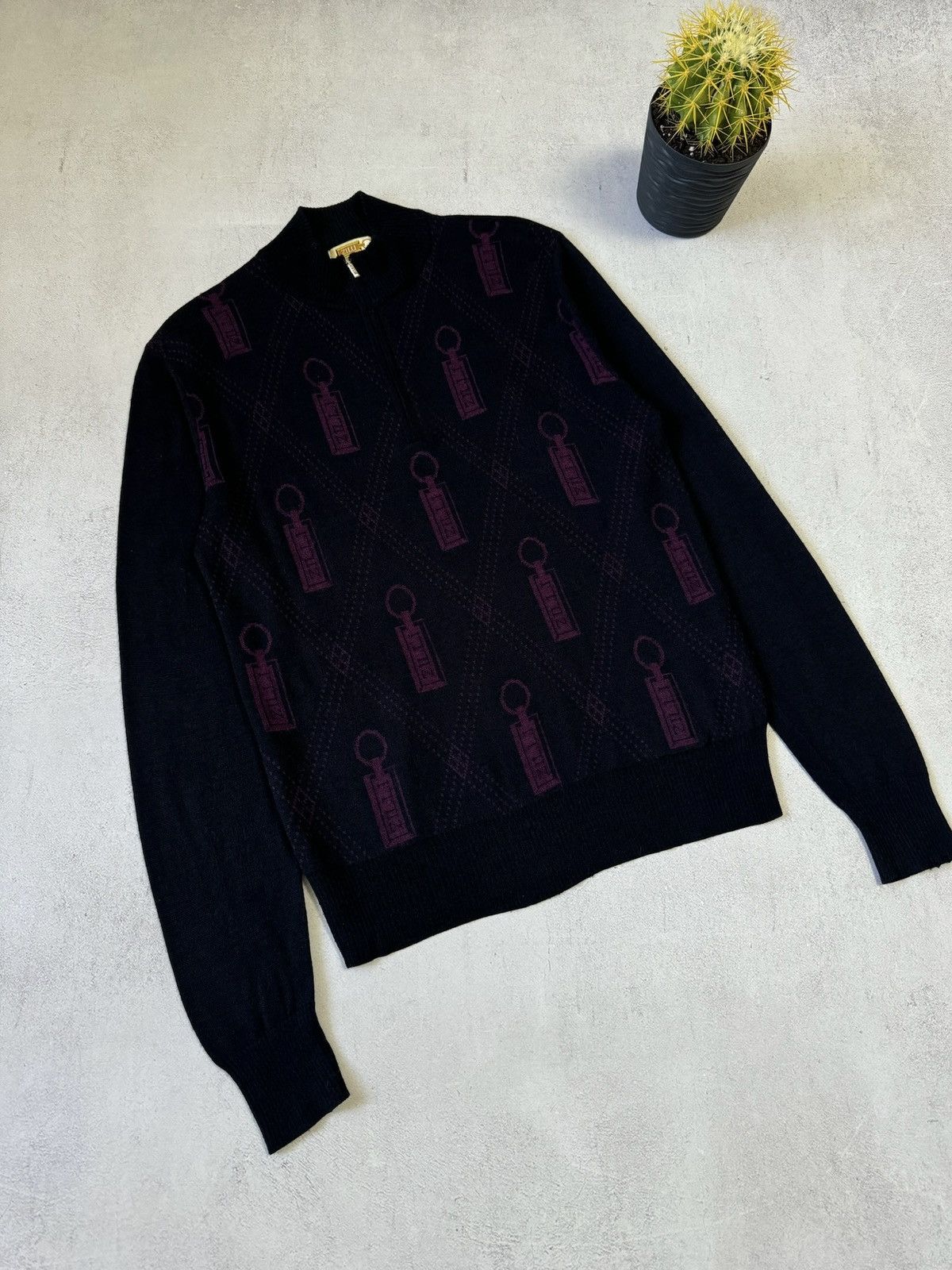 Zilli Zilli Sweater Cashemere Silk Zip 1/3 Monogram Mens 48 Size Size US M / EU 48-50 / 2 - 2 Thumbnail