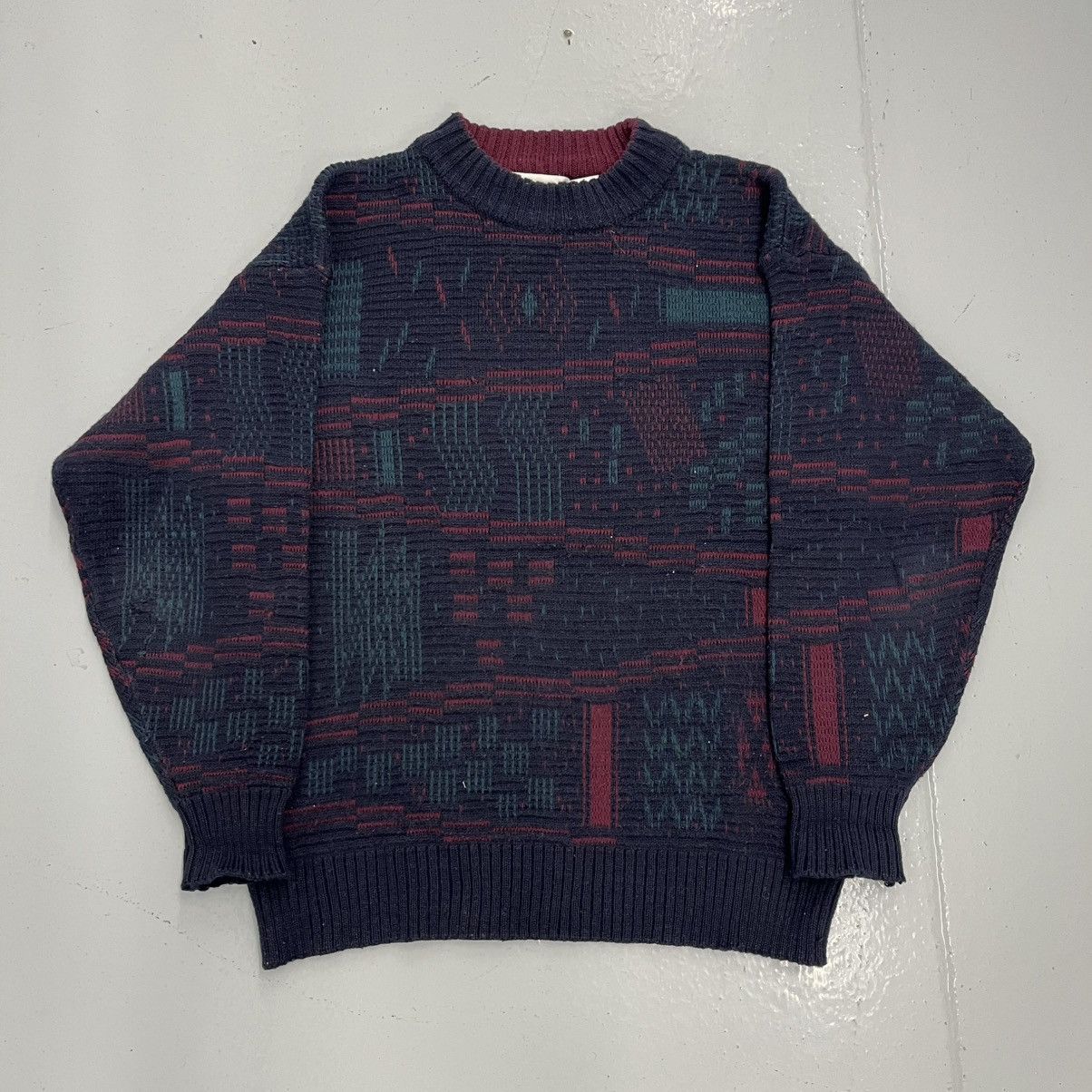 Other Vintage 90s Brian MacNeil Navy Geometric Pattern Sweater Size US M / EU 48-50 / 2 - 1 Thumbnail