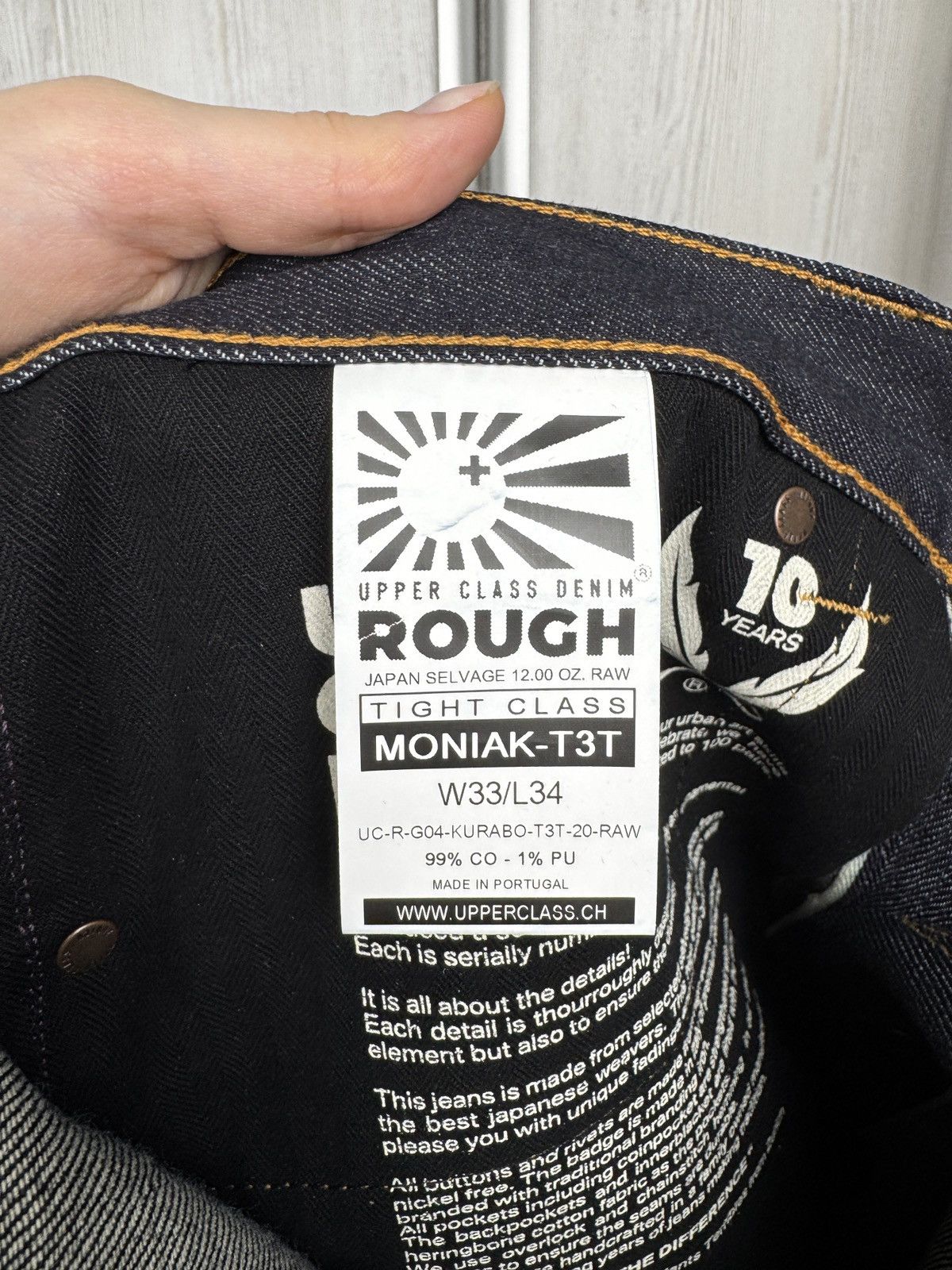 Other Upper Class Denim Rough Japan Selvage 12 oz Raw T3T Kurabo Size US 33 - 19 Thumbnail