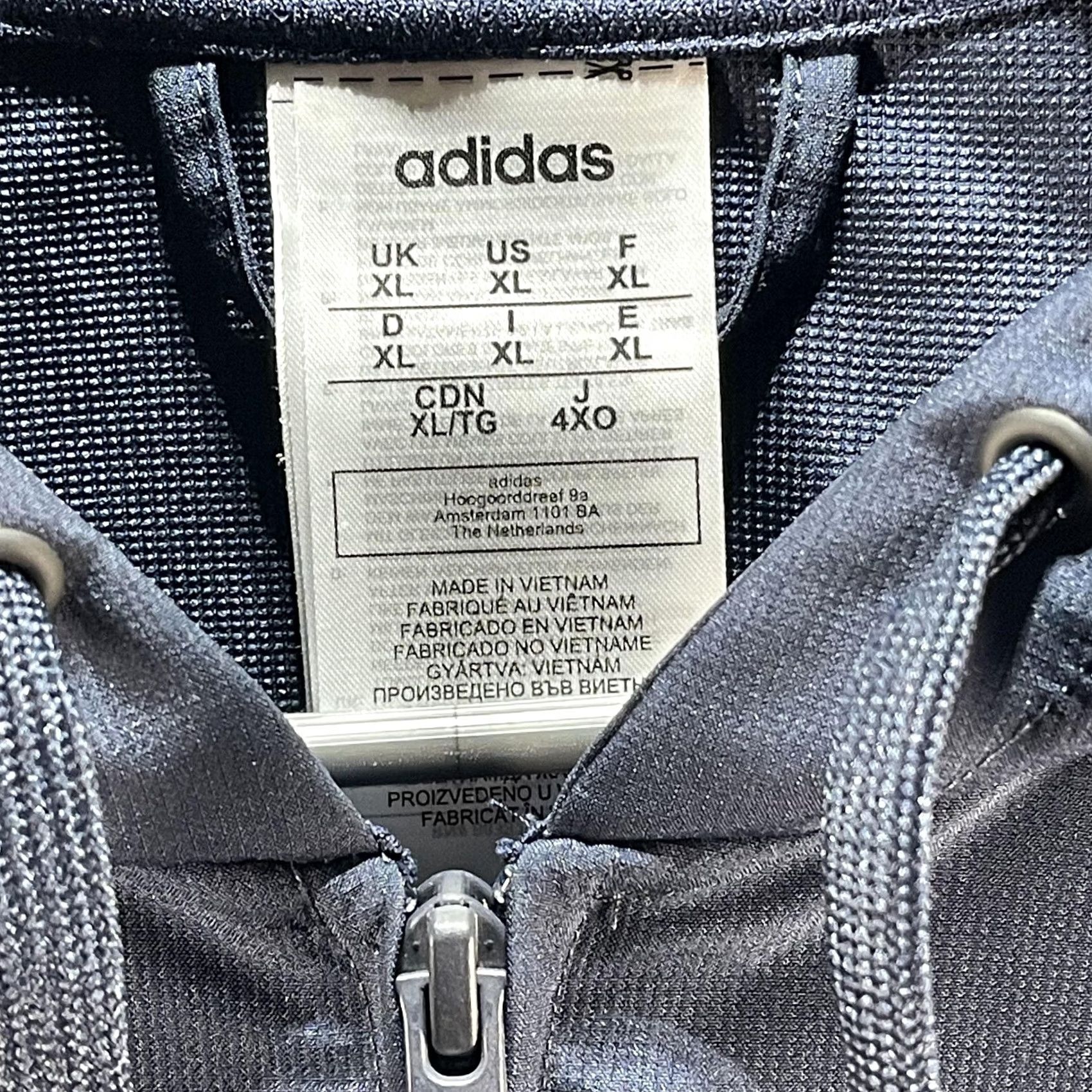 Adidas VINTAGE Adidas Jacket Mens XL Navy Blue Hooded Full Zip 3-Stripes Athletic Windbreaker Size US XL / EU 56 / 4 - 6 Thumbnail