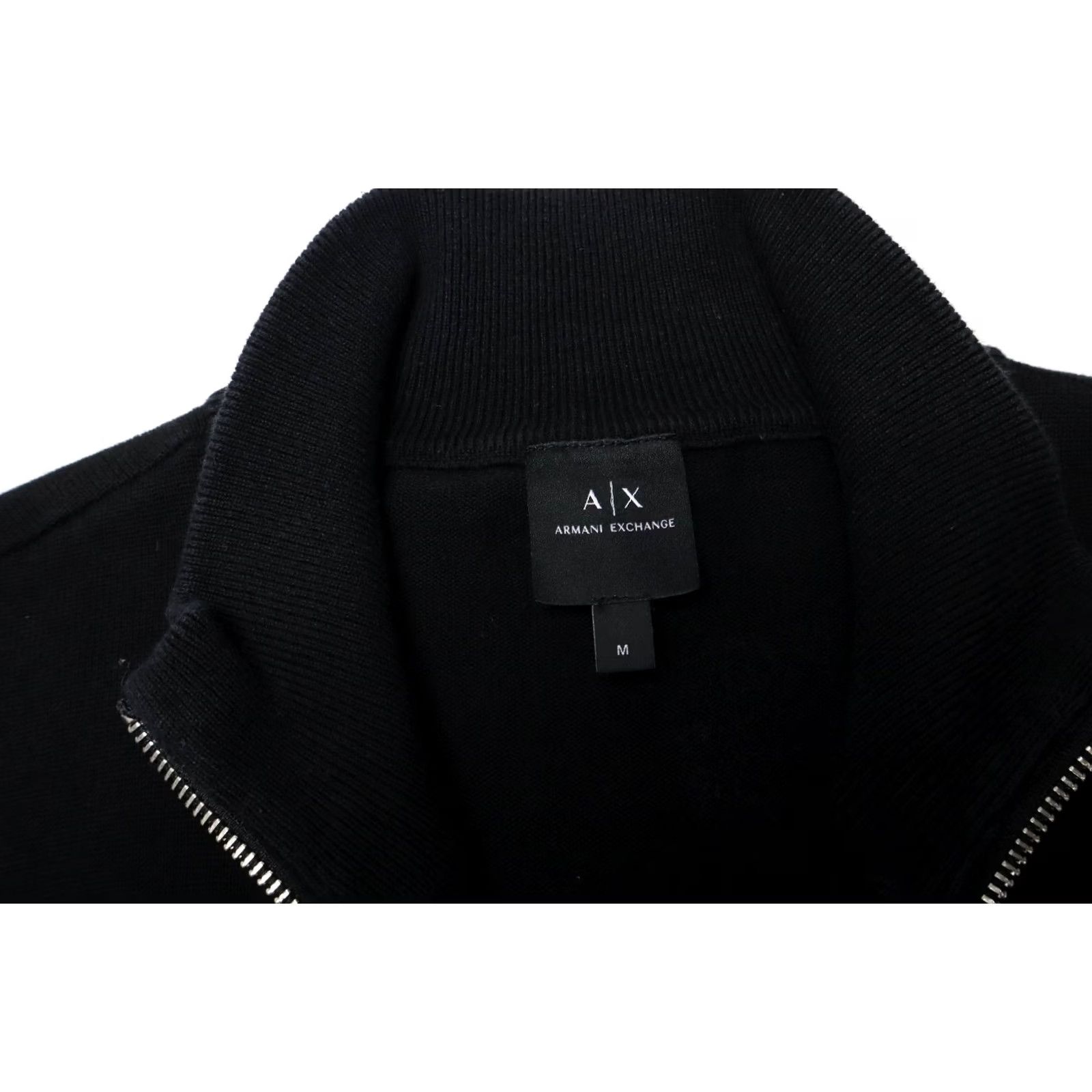 Armani Exchange ARMANI EXCHANGE Jumper Men MEDIUM Black Mock Neck Full Zip Pocket Pure Cotton Size US M / EU 48-50 / 2 - 7 Thumbnail