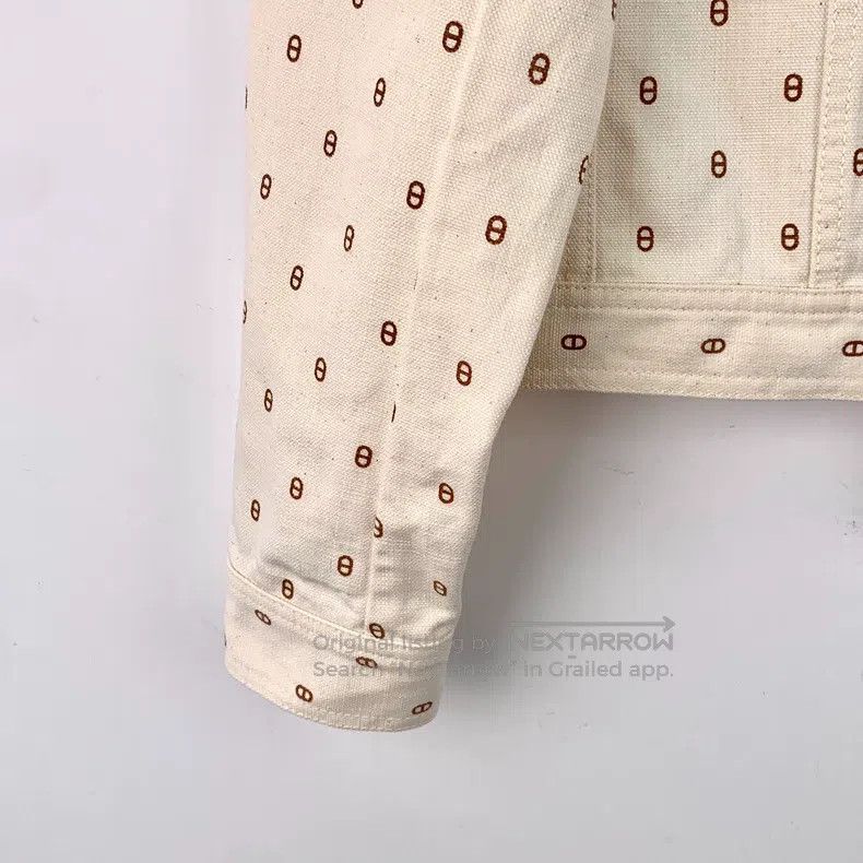 Hermes Hermes White Pig Nose Printed Cotton Lapel Single Breasted Size S / US 4 / IT 40 - 4 Thumbnail