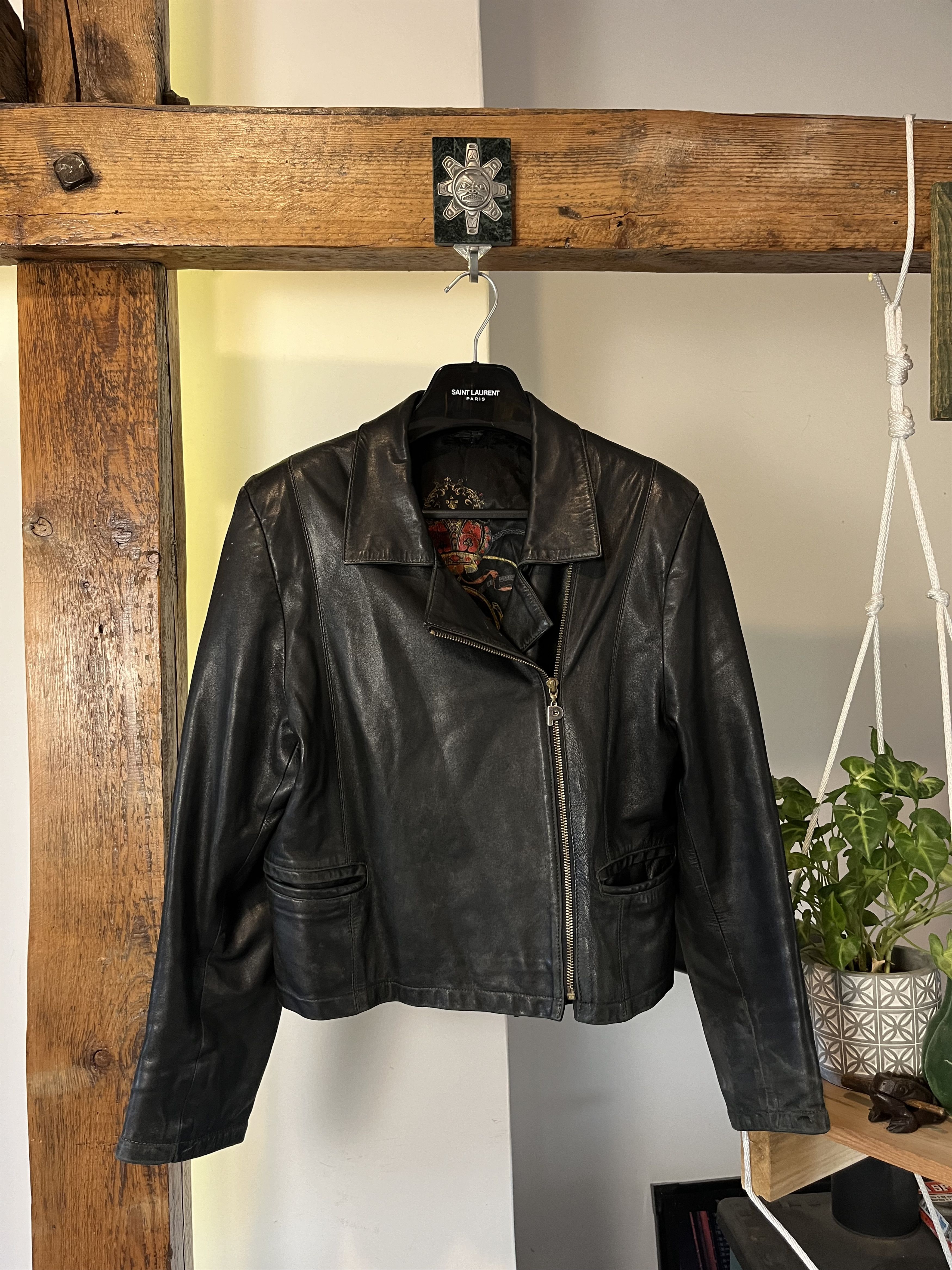 Vintage 90s Real Lambs Leather Biker Jacket Size S / US 4 / IT 40 - 1 Thumbnail