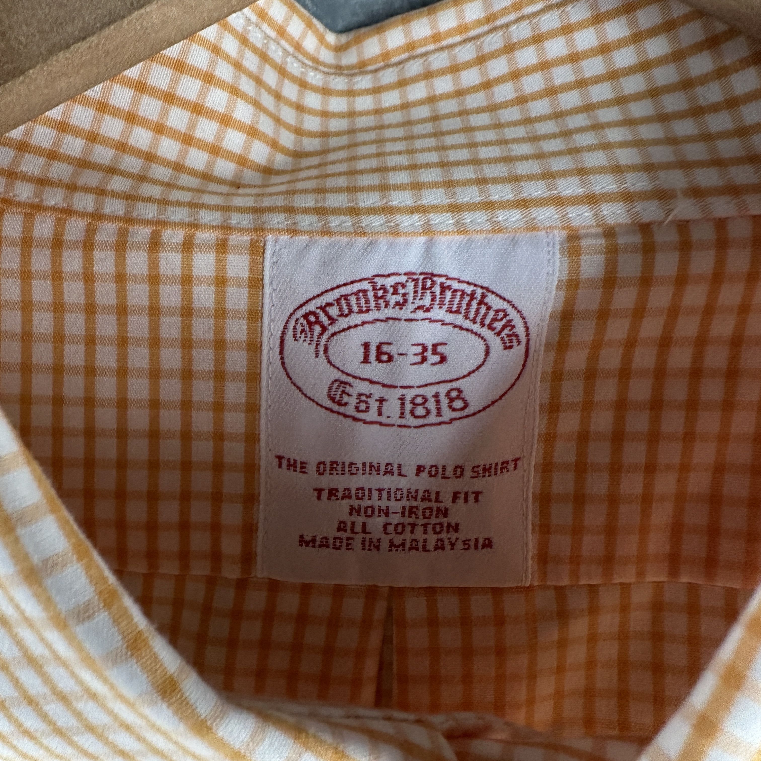 Brooks Brothers Brooks Brothers Button Down Shirt 16-35 Large Peach Gingham Size US L / EU 52-54 / 3 - 4 Thumbnail
