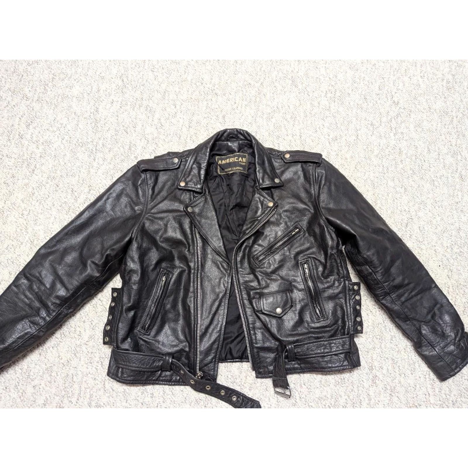 Vintage VINTAGE motorcycle jacket leather 44 black Mens L Biker Punk Harley cowhide leather jacket Size US L / EU 52-54 / 3 - 4 Thumbnail