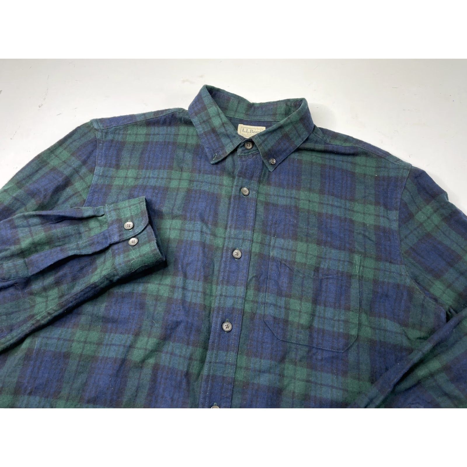 Vintage LL Bean Men's Large Scotch Plaid Flannel Button-Up Shirt Slightly Fitted 298167 Size US L / EU 52-54 / 3 - 2 Thumbnail