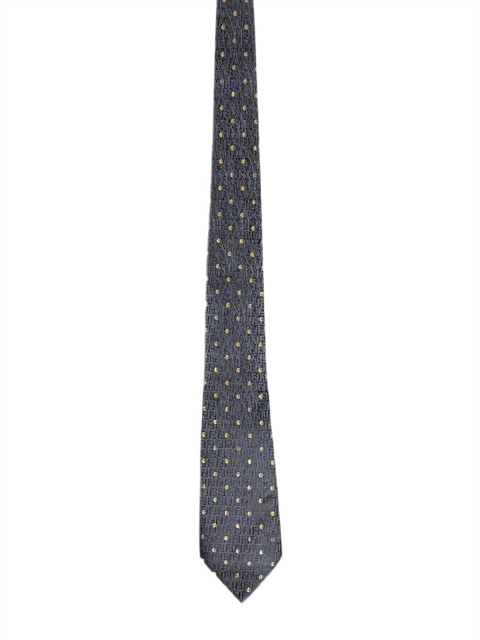 Fendi Fendi FF Jacquard Logo Monogram Moon Casual Silk Tie Size ONE SIZE - 3 Thumbnail