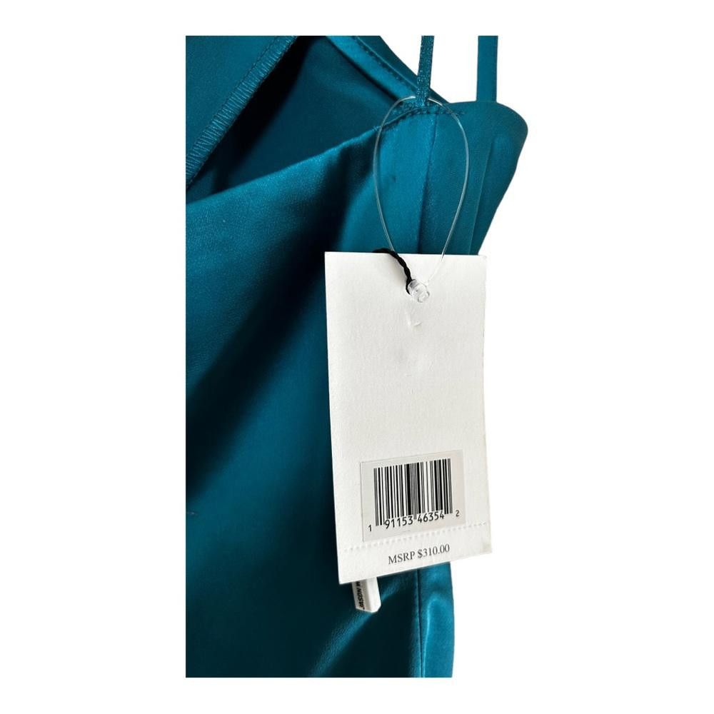 Designer Jason Wu l NWT Teal Satin Midi Dress Small Size S / US 4 / IT 40 - 5 Thumbnail