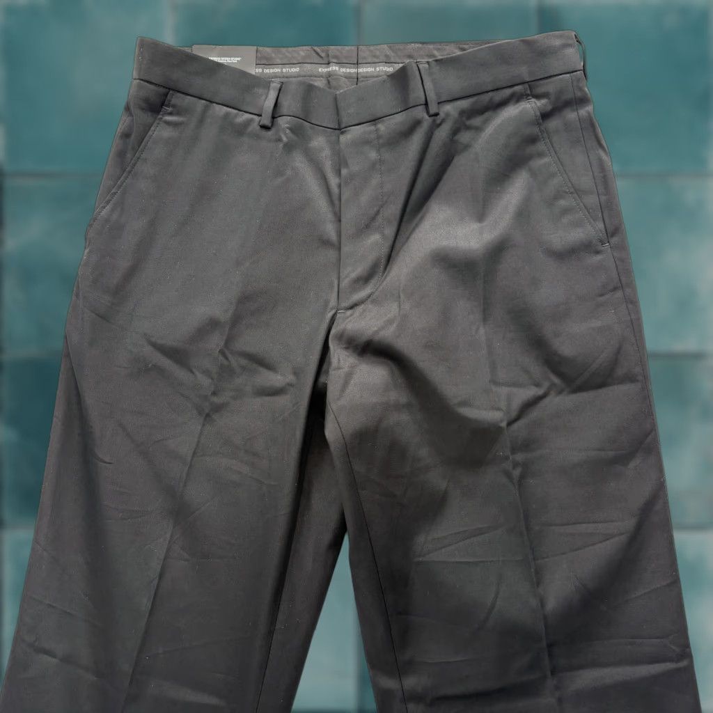 Express Express Design Studio Director Dress Pants Mens 32x32 Black Stretch Herringbone Size US 32 / EU 48 - 1 Thumbnail