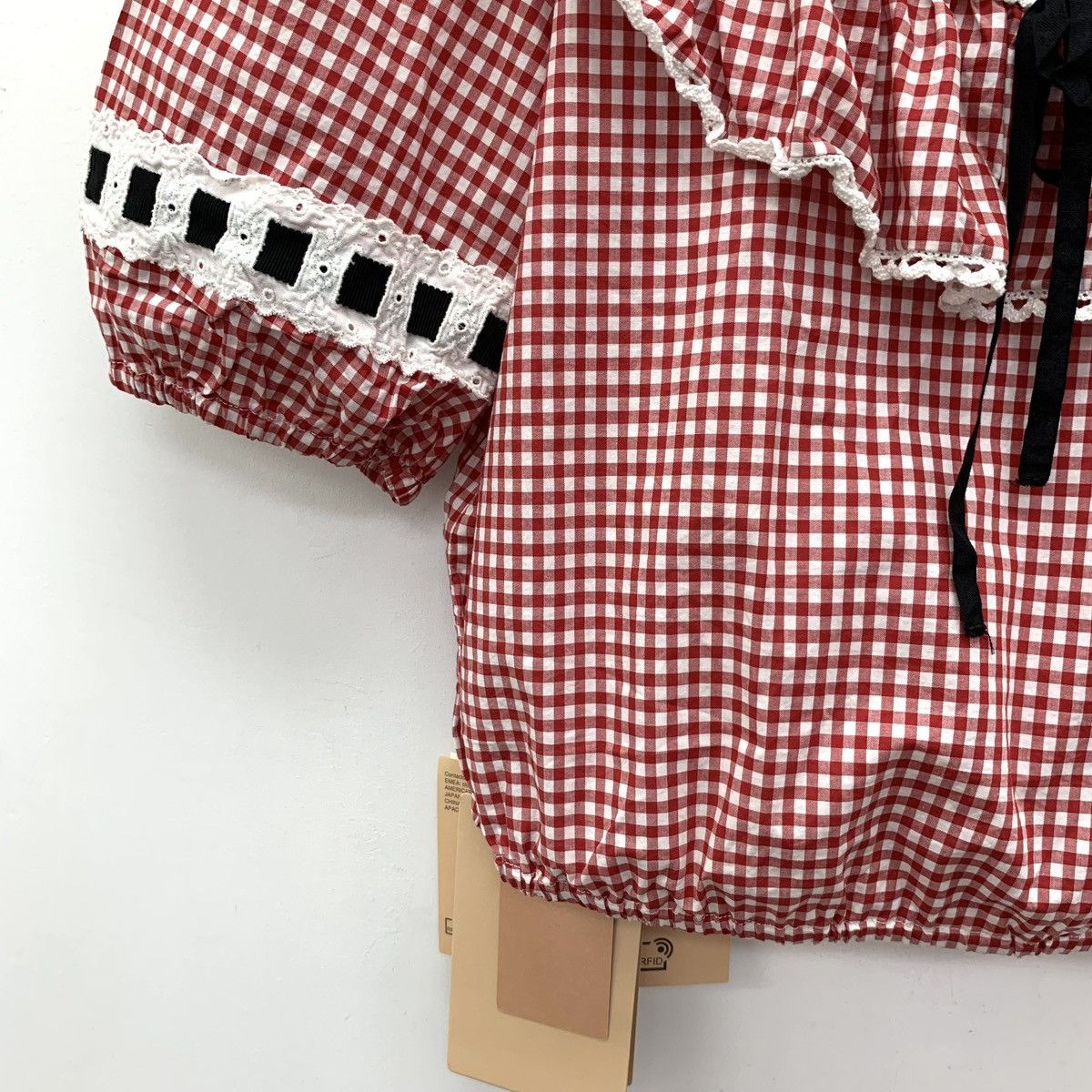 Miu Miu Miu Miu Red Plaid Cotton Crew Neck Short Sleeve Top K26WX Size M / US 6-8 / IT 42-44 - 4 Thumbnail