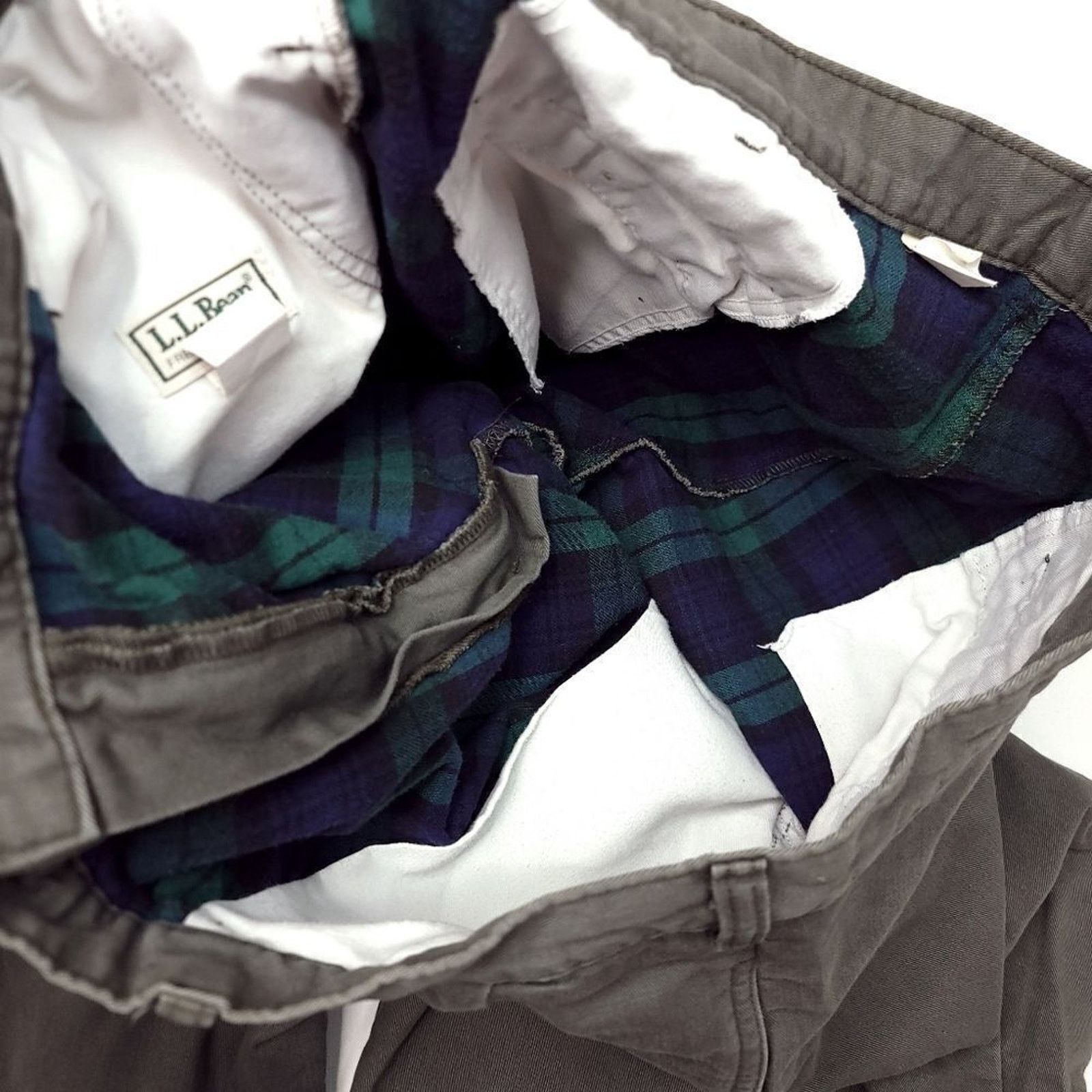 L.L. Bean Vintage LL Bean Flannel Lined Pants Mens 40x30 Olive Size US 40 / EU 56 - 8 Thumbnail