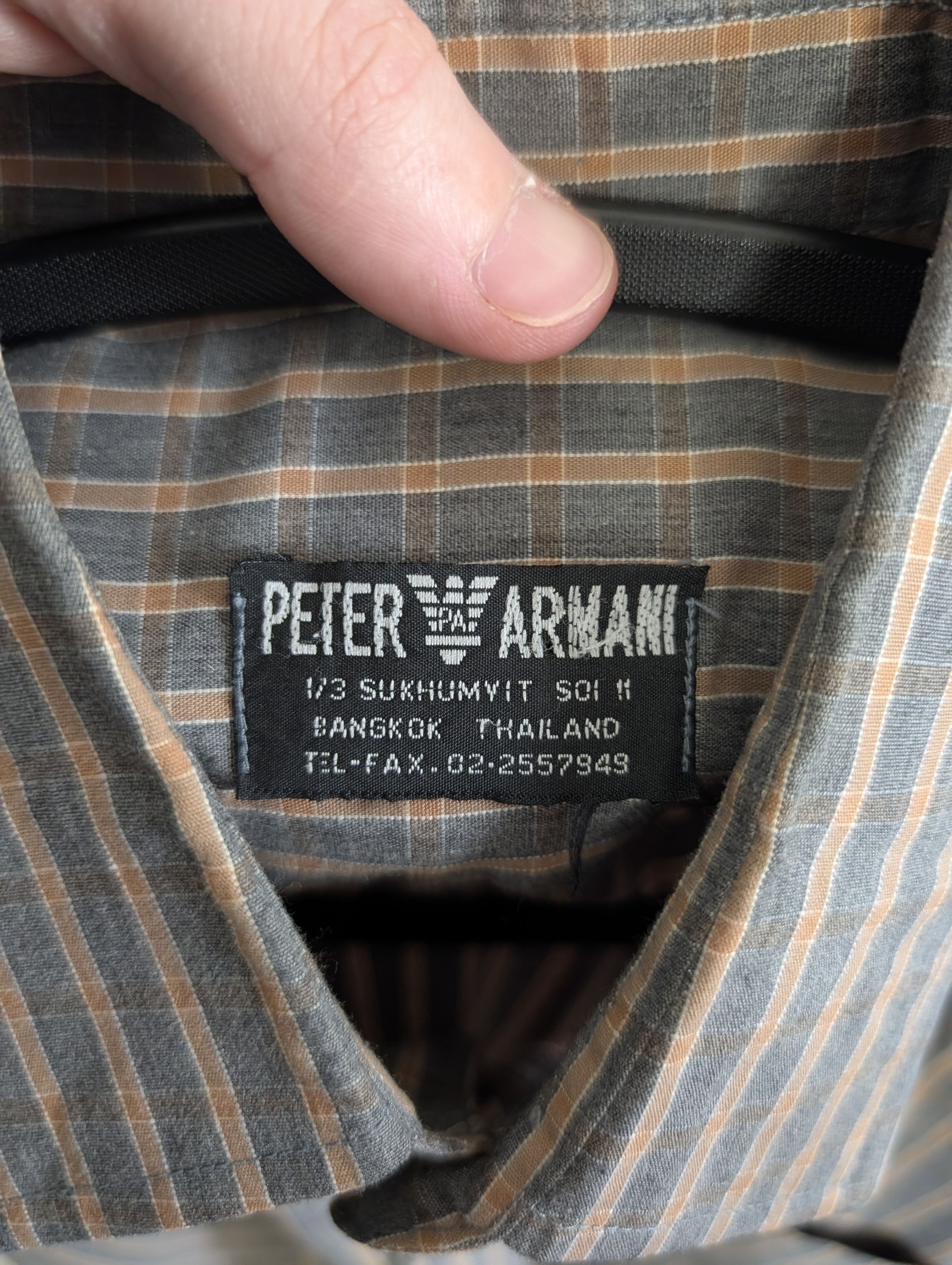 Armani PETER ARMANI Bespoke gray/orange plaid mens dress shirt Size US M / EU 48-50 / 2 - 10 Thumbnail