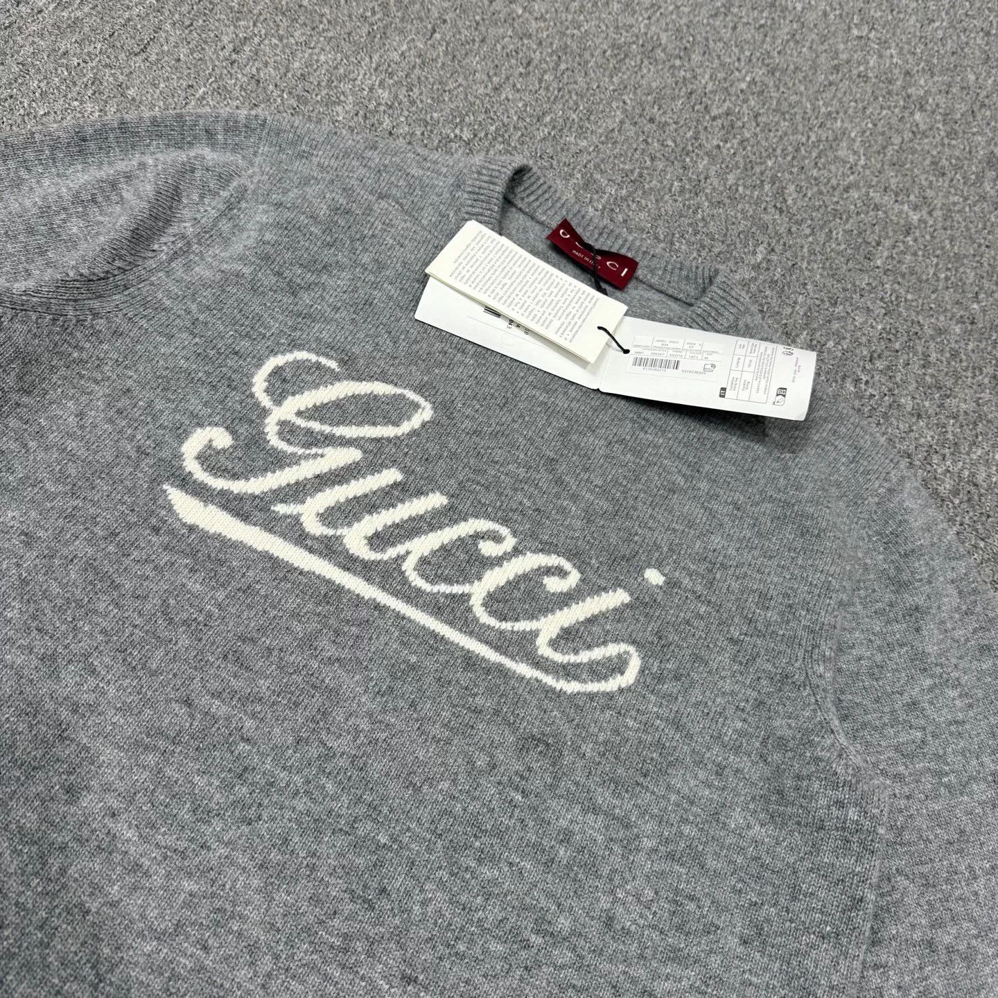 Gucci Gucci Gray Logo letter intarsia crewneck knit sweater M Size M / US 6-8 / IT 42-44 - 3 Thumbnail