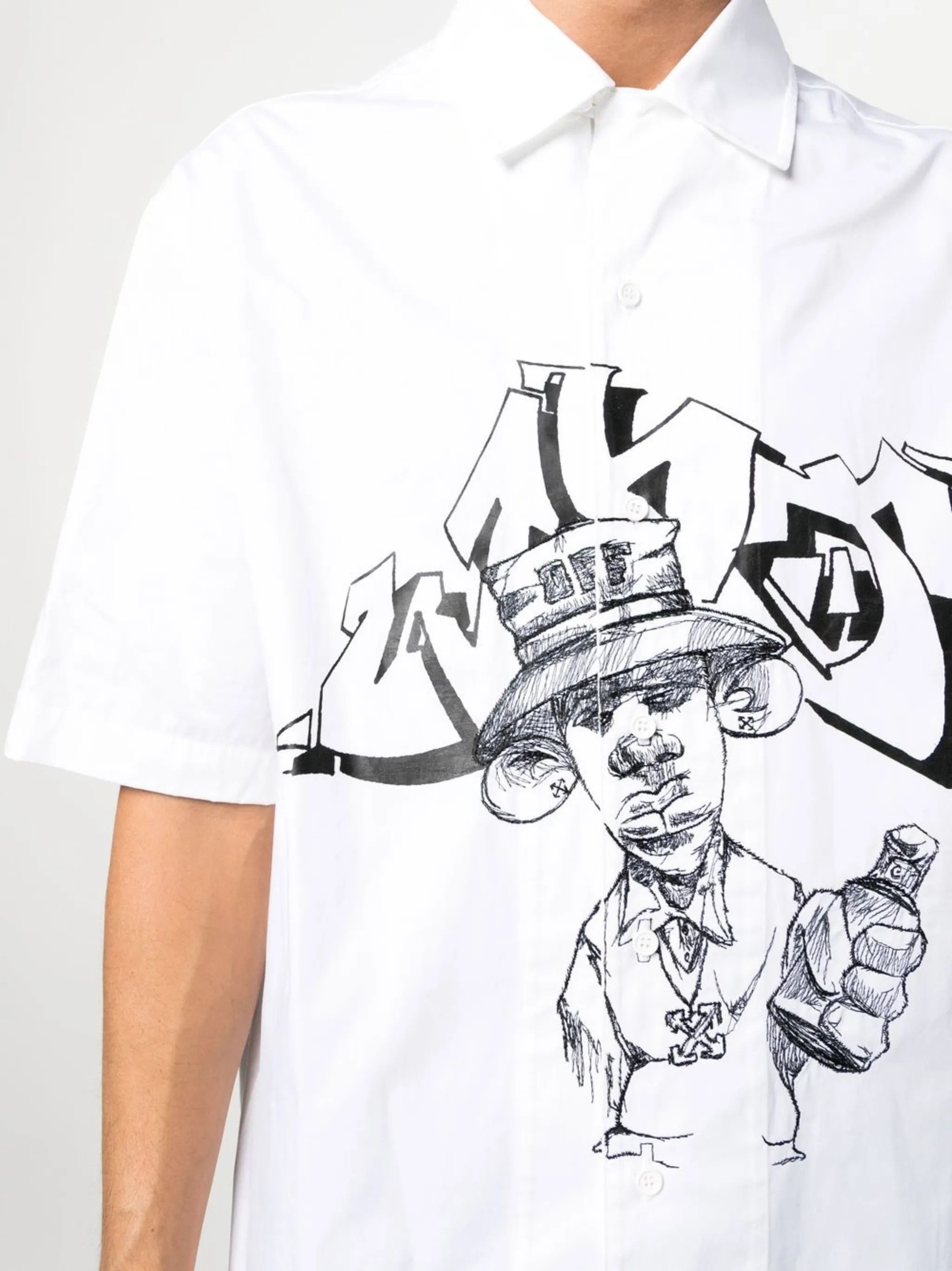 Off-White o1gr1nt0125 Graffiti Freest Holiday Shirt in White Size US S / EU 44-46 / 1 - 5 Thumbnail