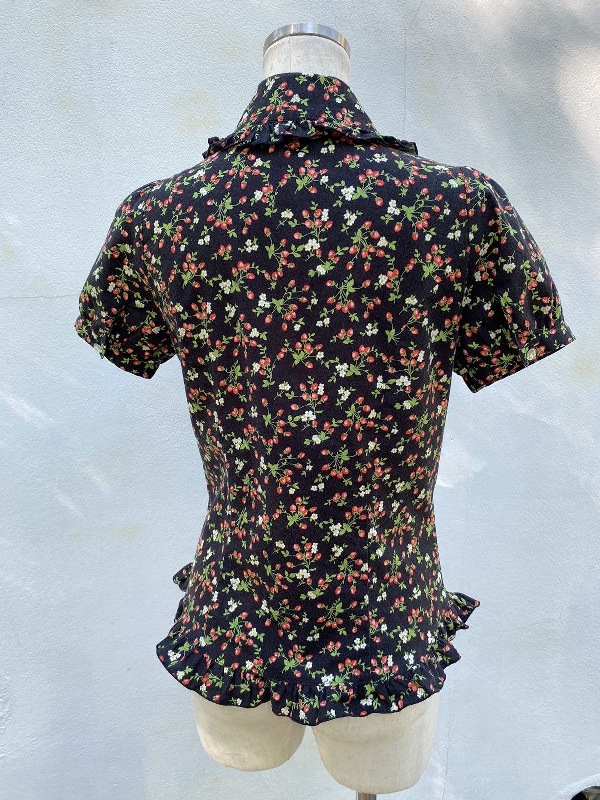 Japanese Brand × Seditionaries Peace Now Strawberry printed Ruffle Puff Blouse shirt Size M / US 6-8 / IT 42-44 - 2 Thumbnail