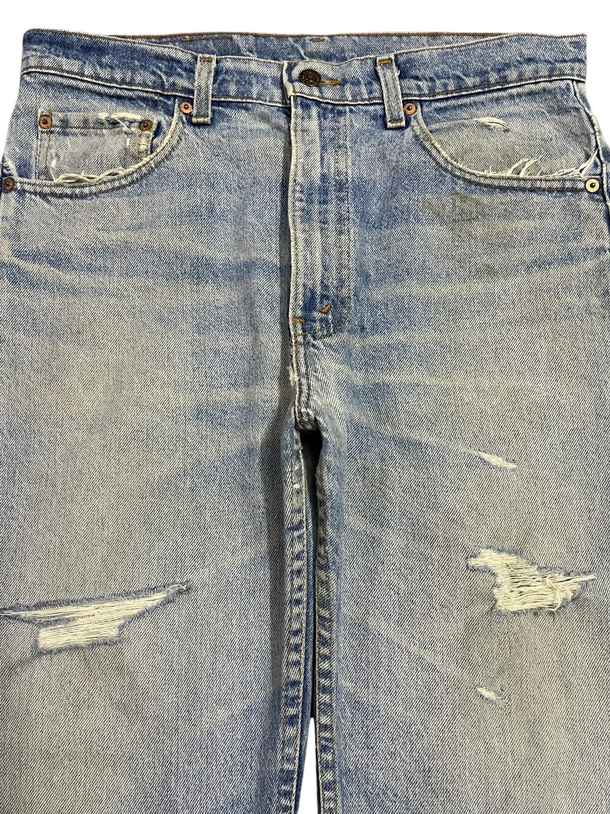 Levi's Vintage 80s Levis 505 Blue Faded Wash Distressed Baggy Jeans Size US 33 - 3 Thumbnail