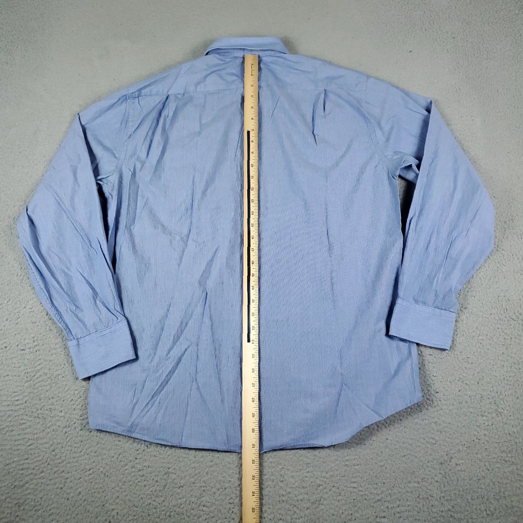 Tommy Hilfiger Tommy Hilfiger Dress Shirt Mens 16.5 Blue Striped Button Up Long Sleeve Shirt 100% Cotton Classic Wedding Office Mens Size 42R - 4 Thumbnail