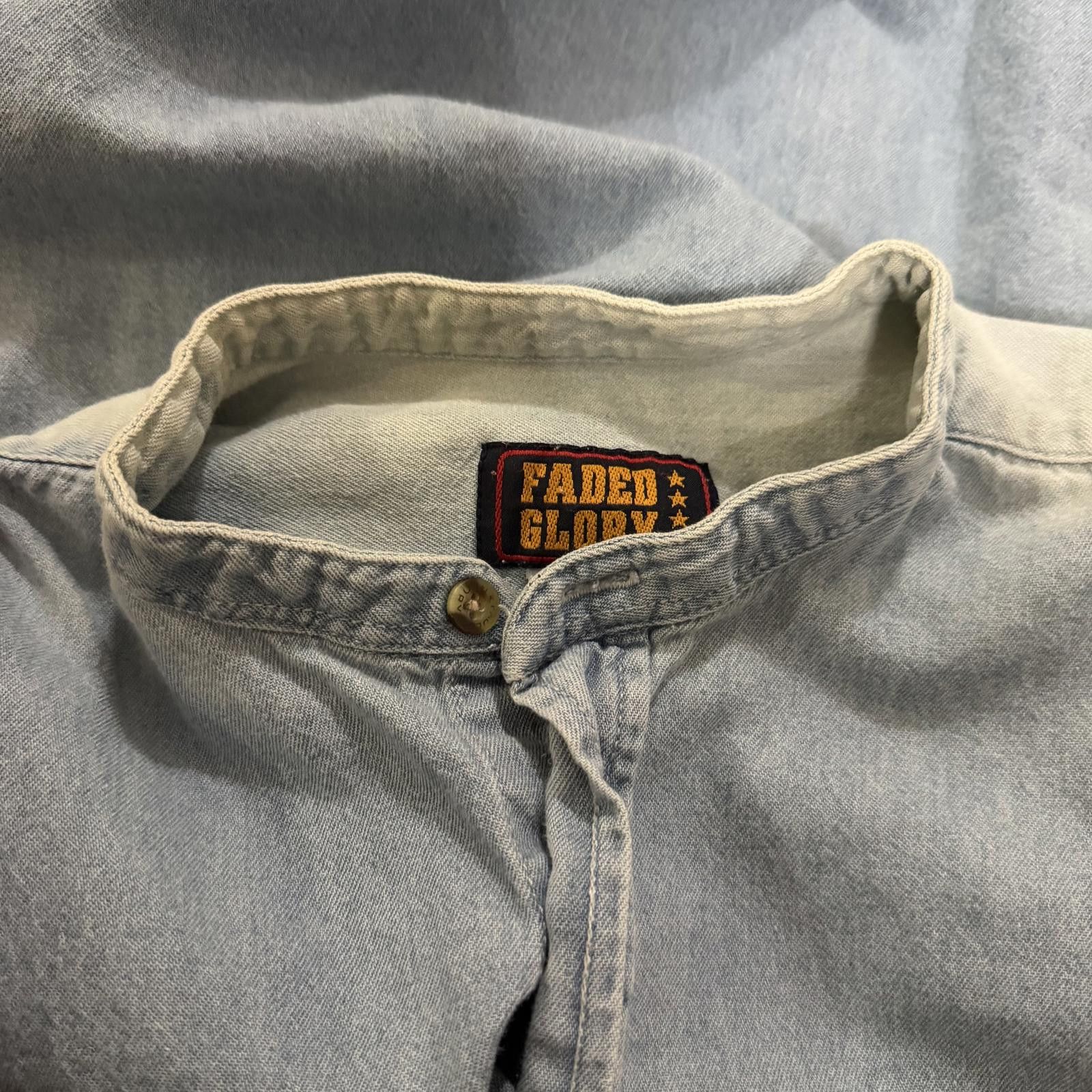 Faded Glory Vintage Faded Glory Denim Band Collar Button Shirt 90s Y2K Size US L / EU 52-54 / 3 - 5 Thumbnail