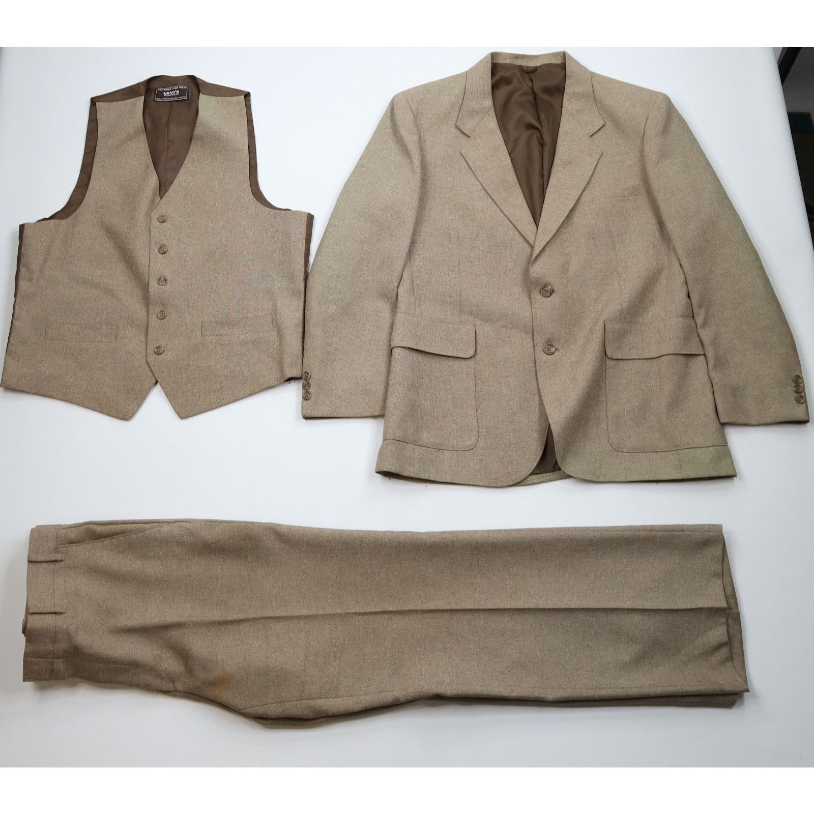 Levi's Vintage 70s Levis Distressed 3 Piece Knit Wedding Suit Size 44R - 1 Thumbnail