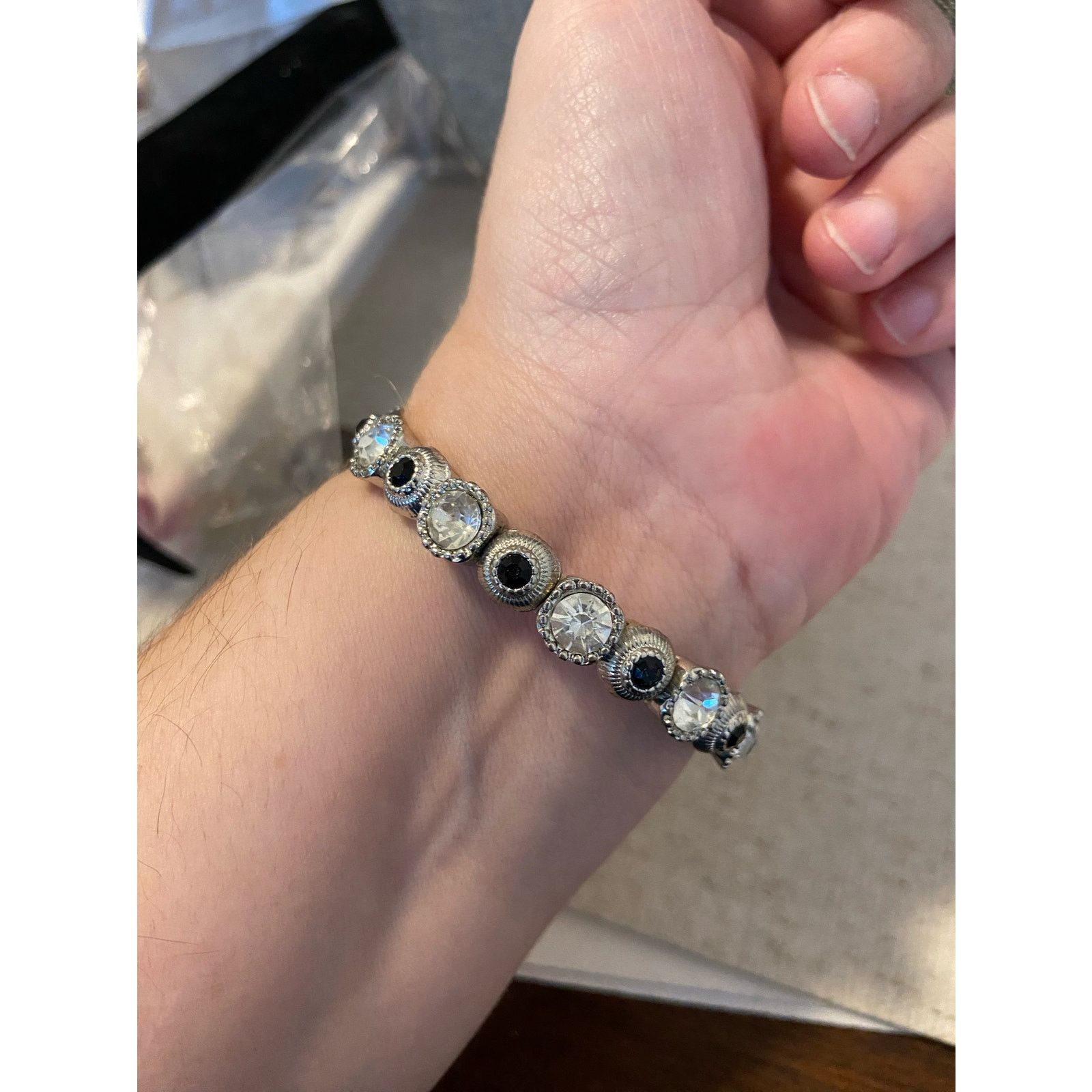 Other Shimmery rhinestone bracelet silver tone Size ONE SIZE - 2 Thumbnail
