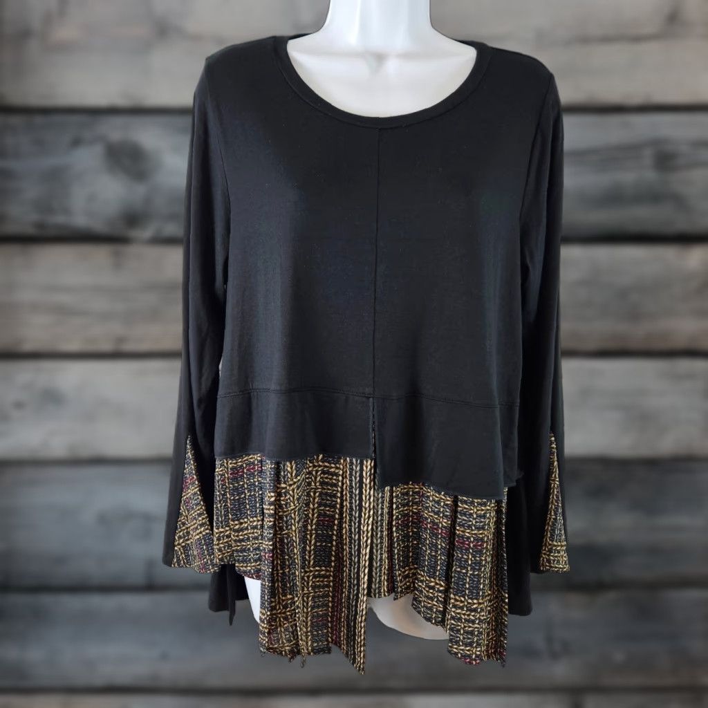 Vintage Comfy USA Blouse Shirt Womens Large Black Long Sleeve Round Neck Pullover Modal Size L / US 10 / IT 46 - 1 Thumbnail