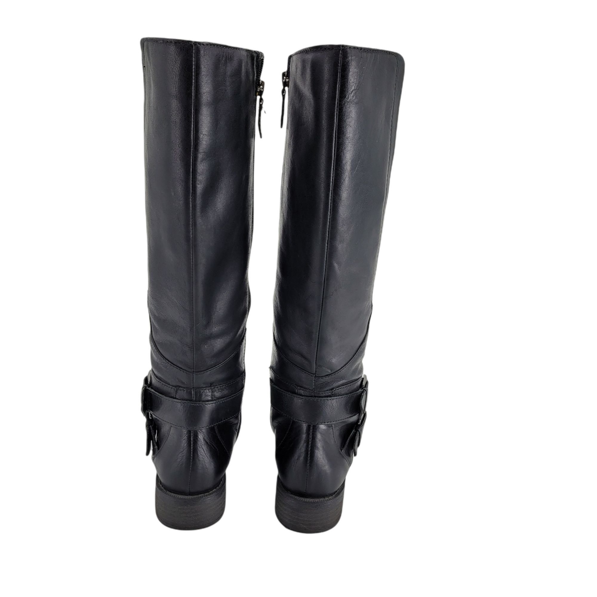 Vintage Enzo Angiolini Black Leather Riding Boots Sz 7 Tall Equestri Size US 7 / IT 37 - 6 Thumbnail