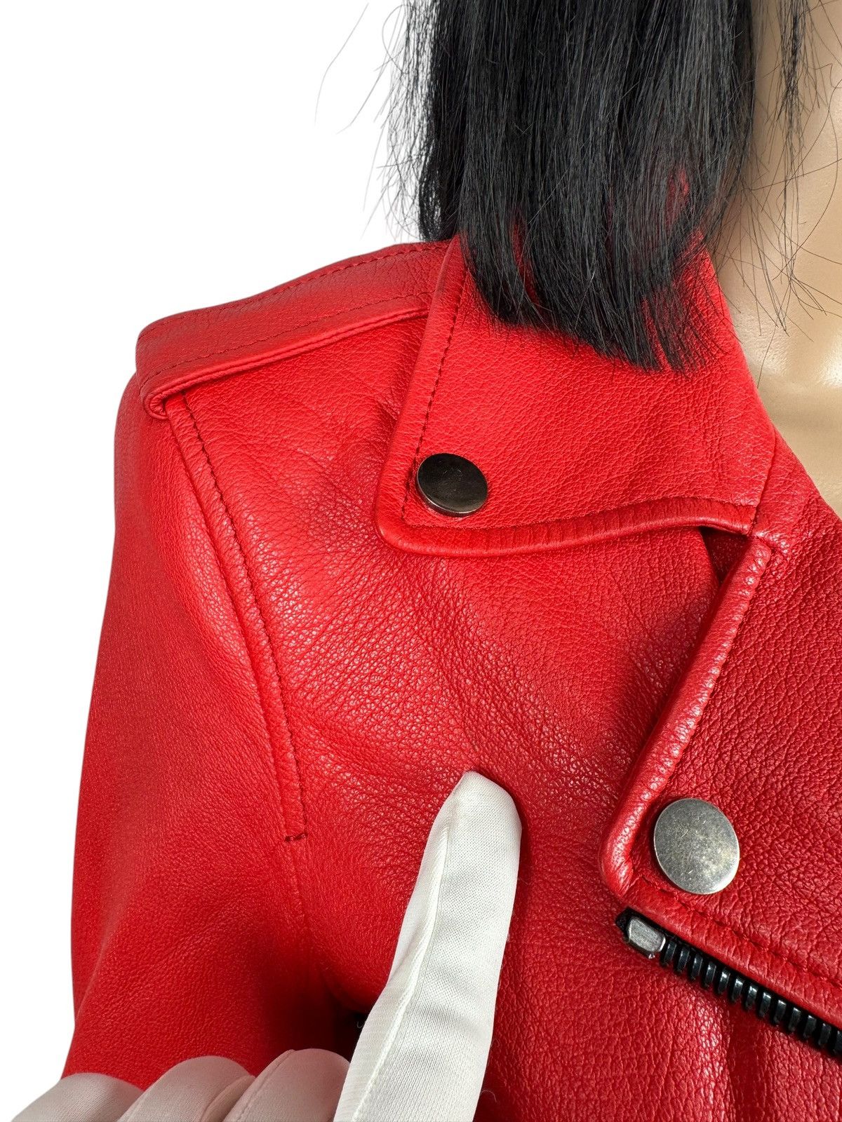 Designer Punto Genuine Leather Biker Jacket Italy size US10 IT46 Size L / US 10 / IT 46 - 4 Thumbnail