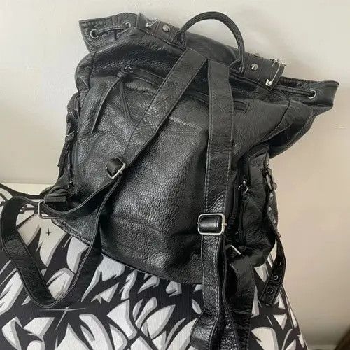 VIBE Goth Y2k Backpack Punk Bag artificial leather cross Skeleton Size ONE SIZE - 5 Thumbnail