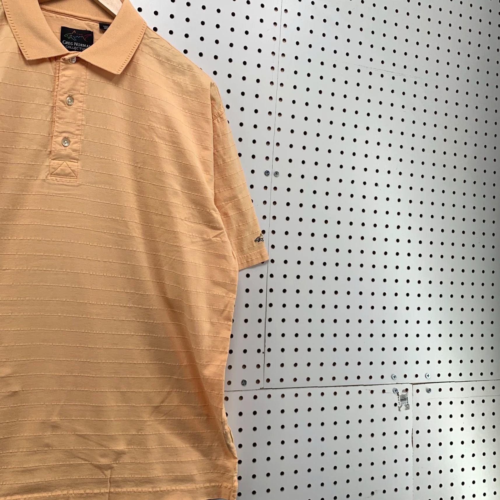 Vintage Greg Norman Polo Shirt Mens L Orange Short Sleeve Tonal Stripe Fits 23X30 Size US L / EU 52-54 / 3 - 4 Thumbnail