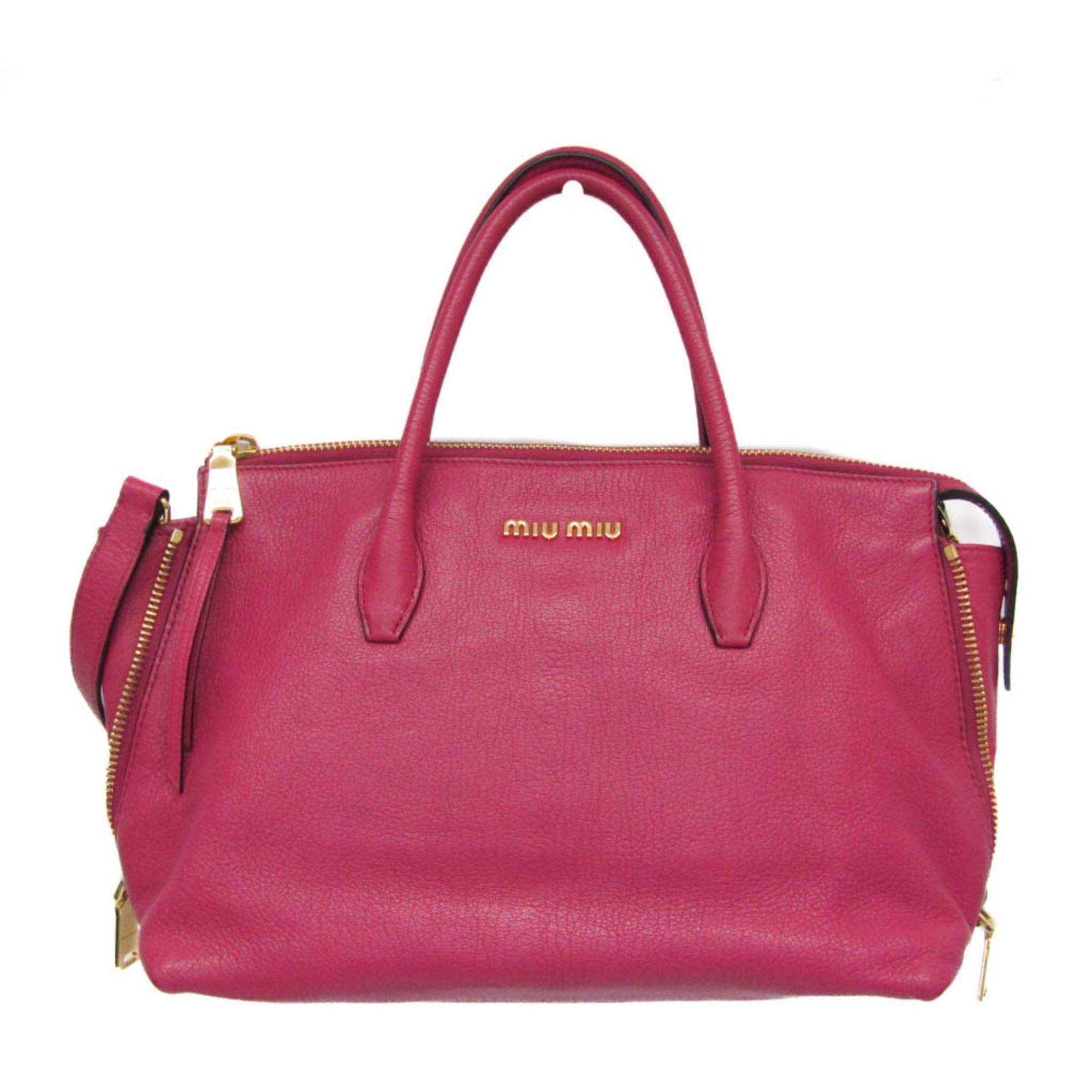 Miu Miu Miu Miu MADRAS RN1016 Women's Leather Handbag,Shoulder Bag Pink Size ONE SIZE - 1 Thumbnail