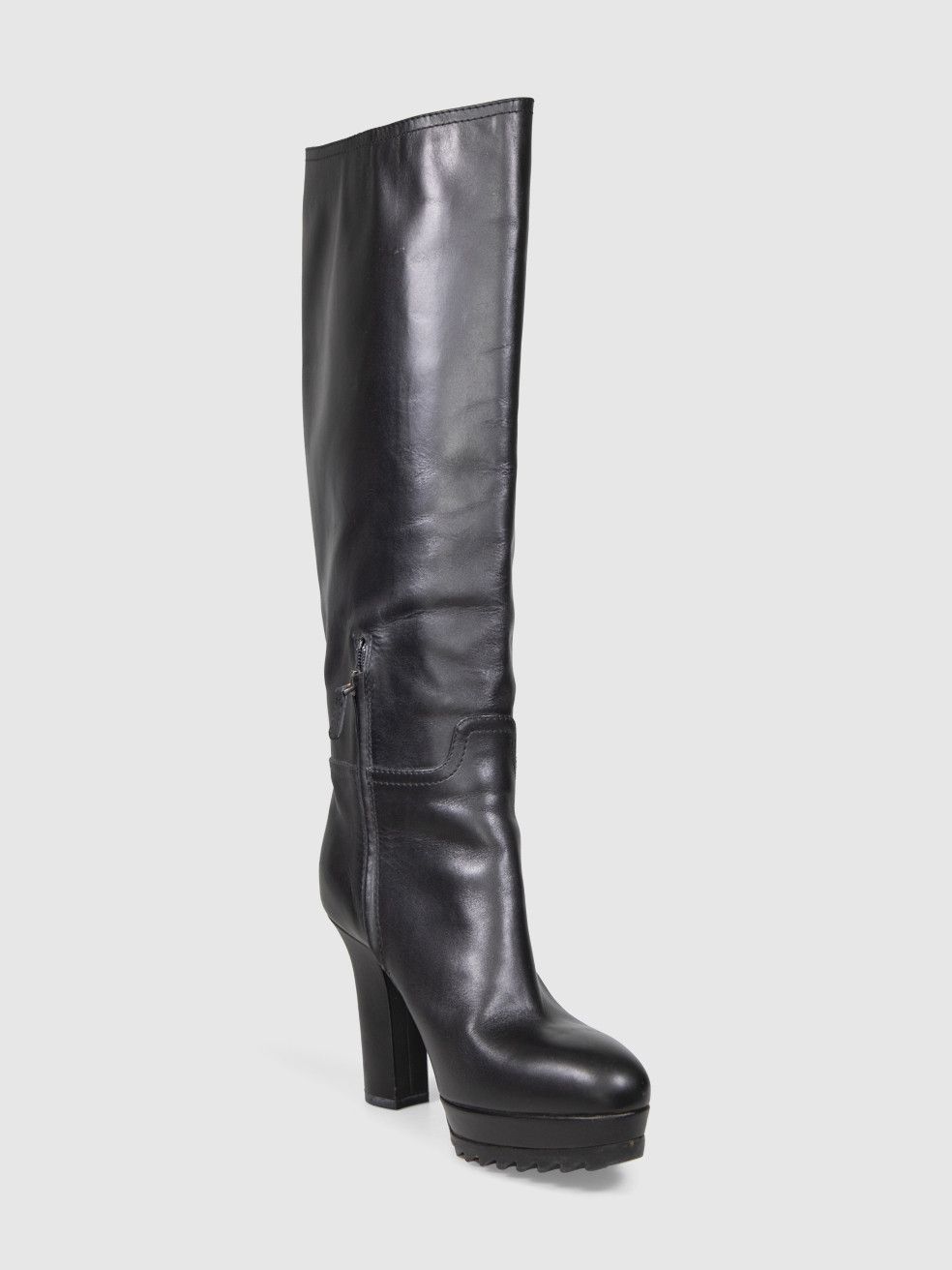 Bottega Veneta Black Leather Zipped Heeled Boots Size US 6 / IT 36 - 1 Thumbnail