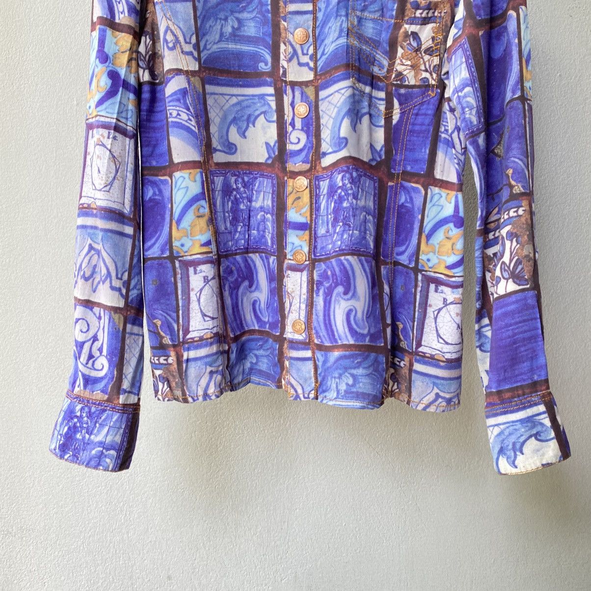 Jean Paul Gaultier Jean Paul Gaultier Vintage Ocean Mosaic Shirt Size US XXS / EU 40 - 7 Thumbnail
