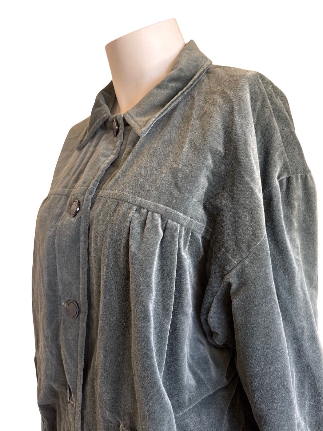 Other Vintage women’s 2 pc set coat pants sage green velvet plush Size M / US 6-8 / IT 42-44 - 4 Thumbnail