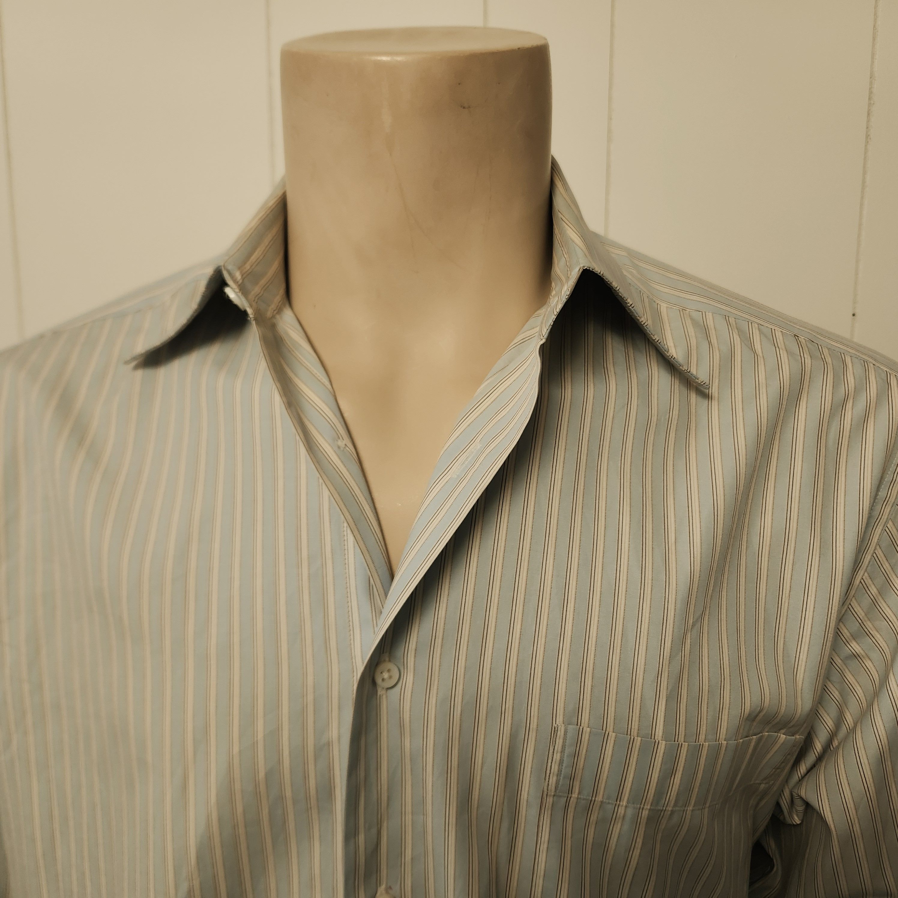 Ermenegildo Zegna Zegna men's striped shirt L cotton button front Size US L / EU 52-54 / 3 - 5 Thumbnail