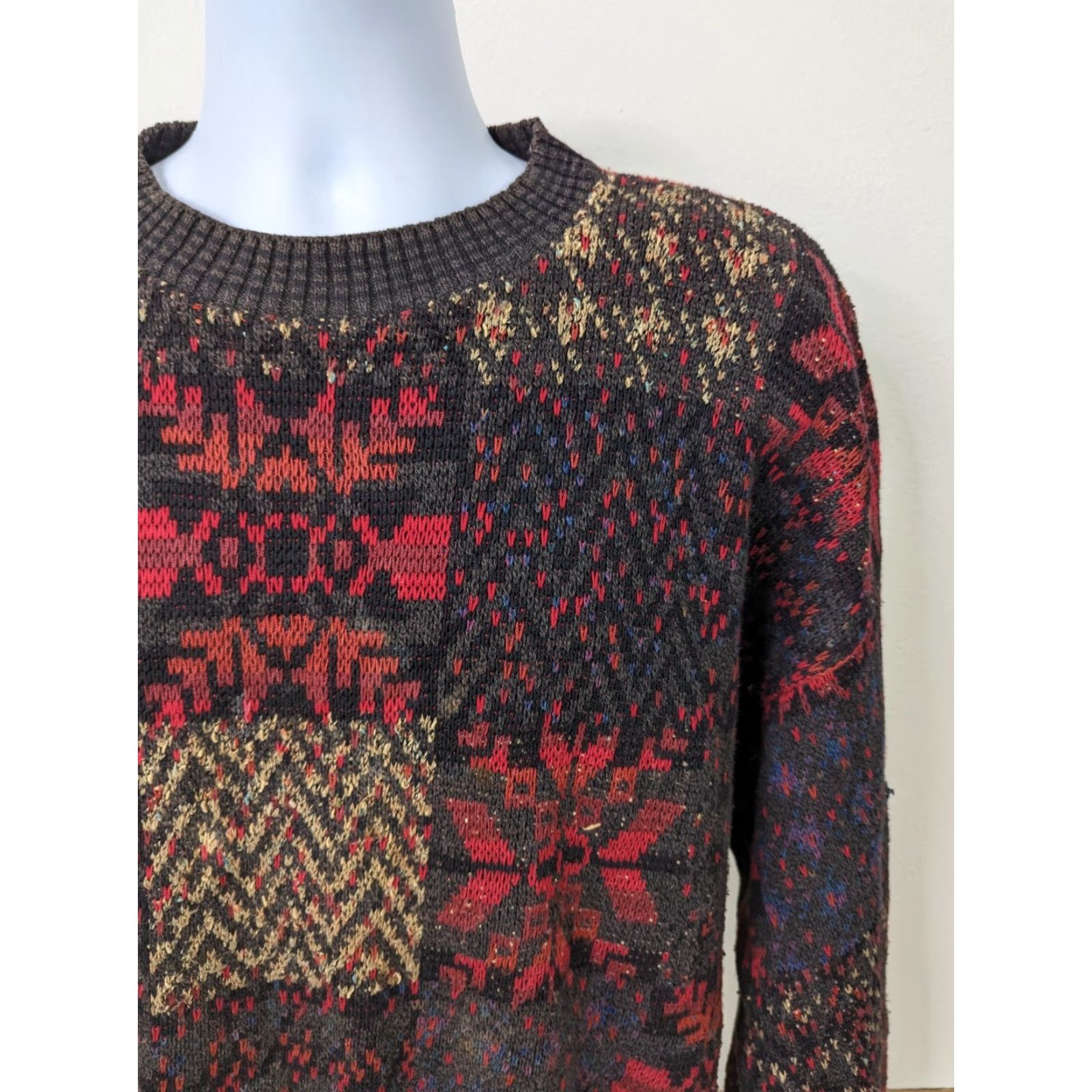 Vintage VINTAGE Patchwork Fair Isle Christmas Sweater Mens XL S12 Size US XL / EU 56 / 4 - 2 Thumbnail