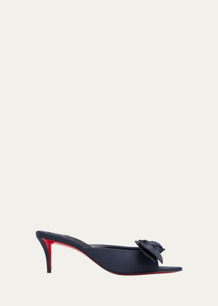 Christian Louboutin os11x0526 60mm Mulazee Taffeta Mules Pumps in Navy Size US 8 / IT 38 - 1 Thumbnail