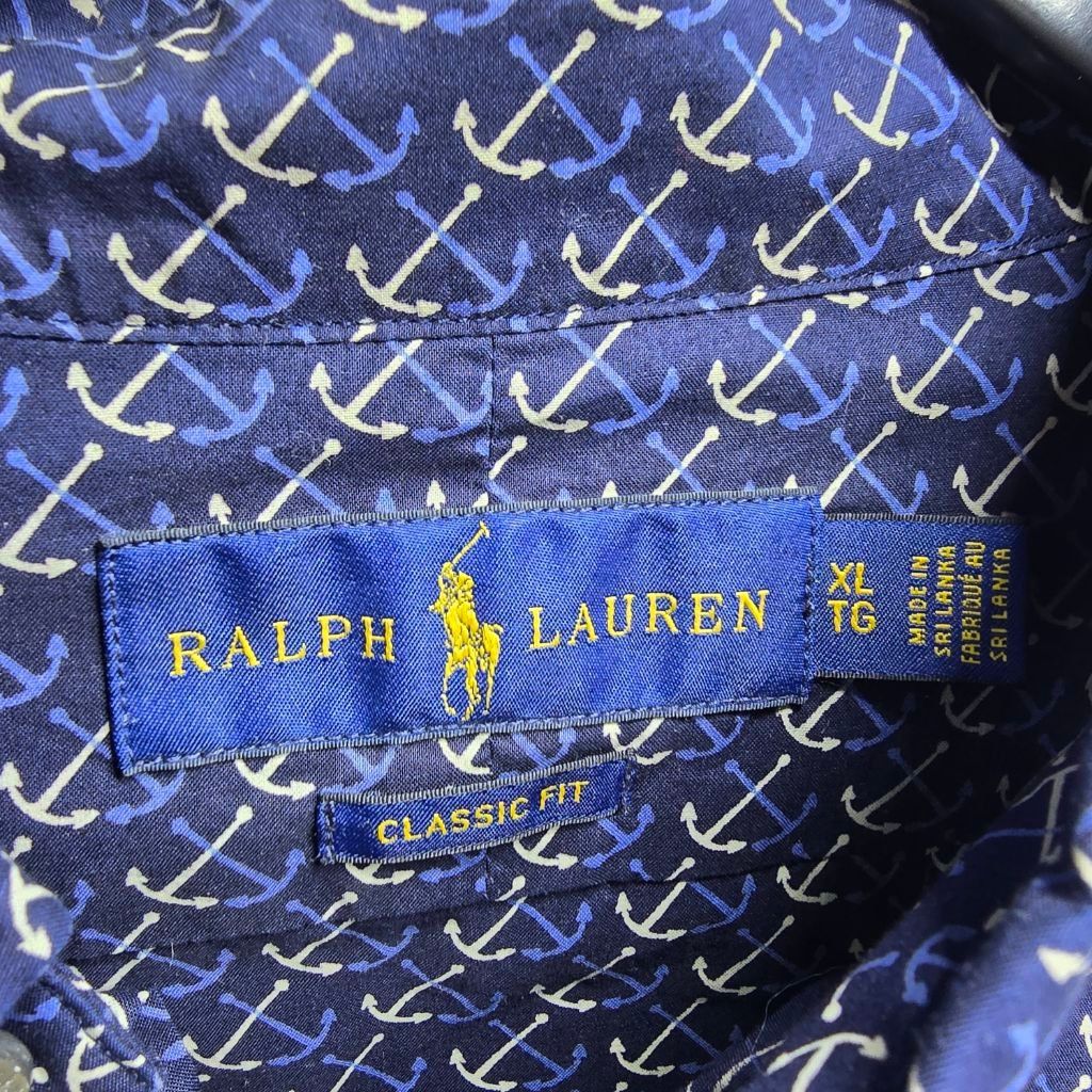 Ralph Lauren Men's Ralph Lauren Blue Anchor Print Button Down Shirt XL Size US XL / EU 56 / 4 - 2 Thumbnail