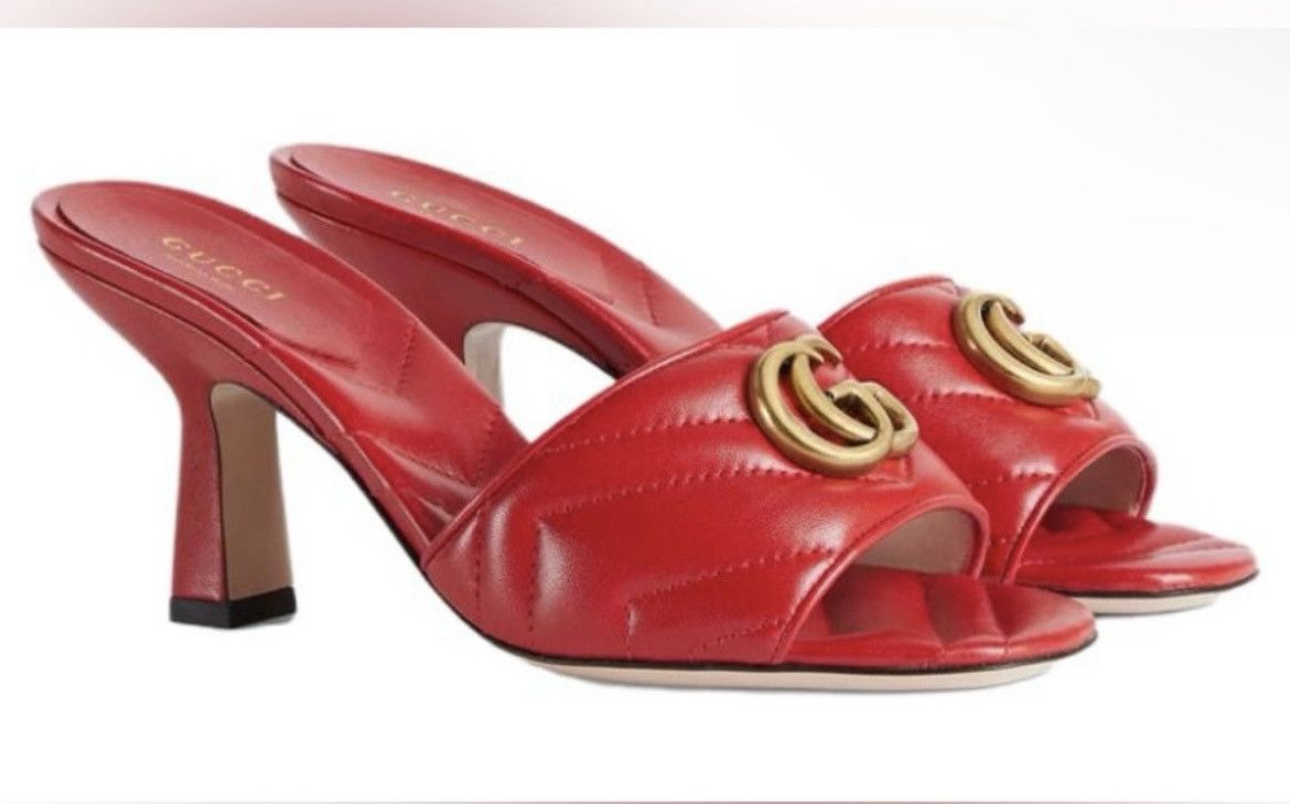 Gucci Gucci Double G Marmont Slide Sandal Mules Maple Red 40.5 Size US 10.5 / IT 40.5 - 7 Thumbnail